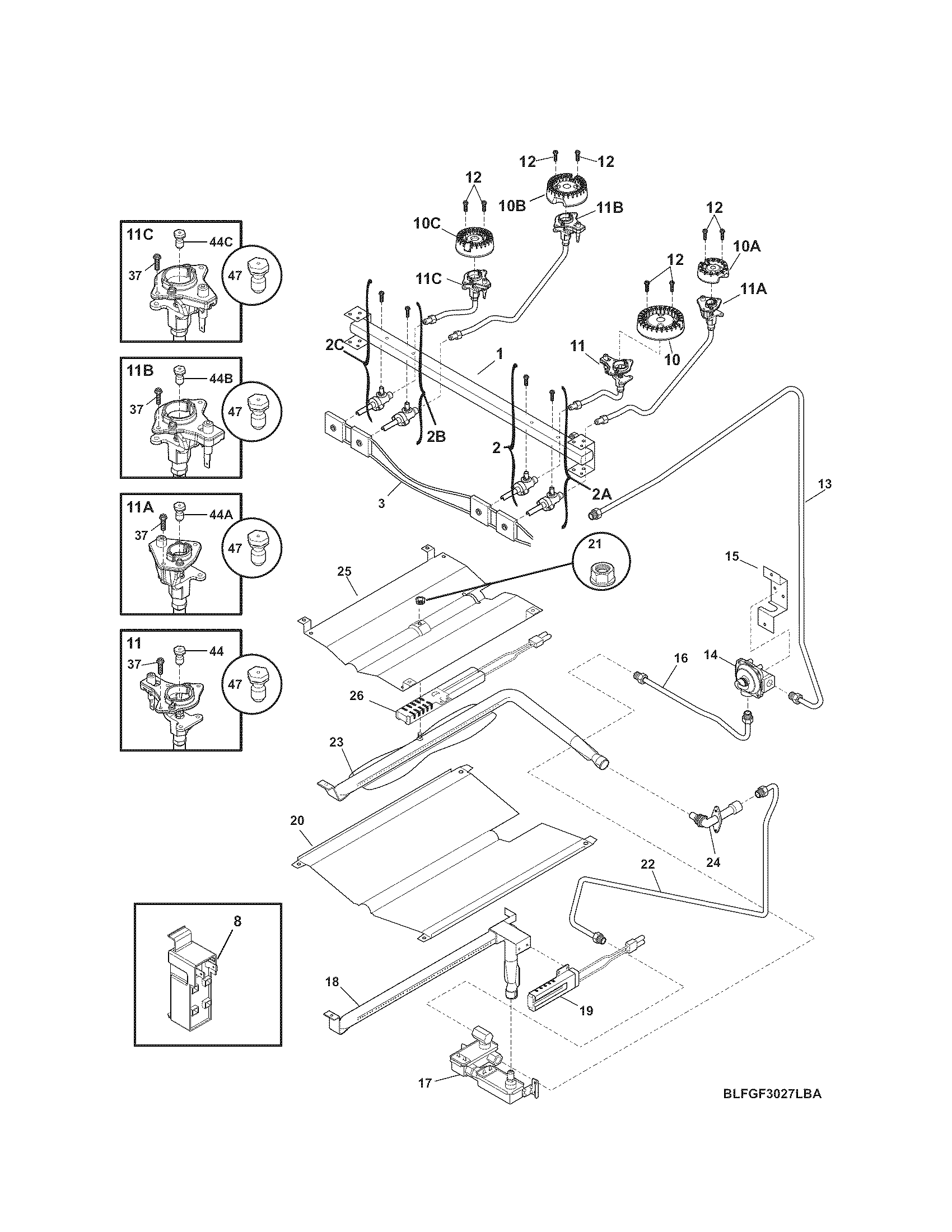 Kenmore 79074043310 burner diagram