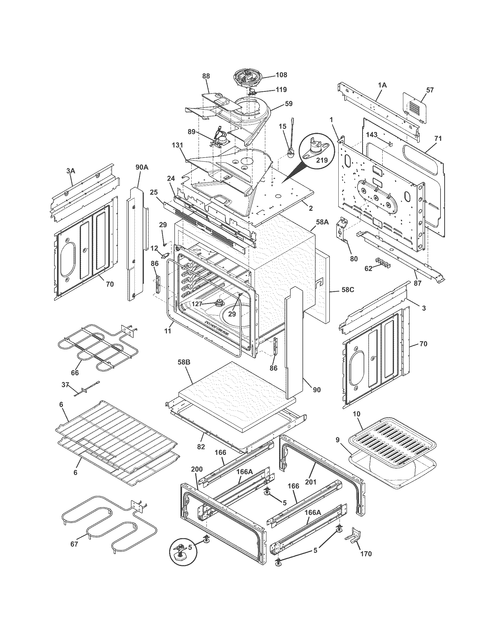 Frigidaire FFES3025PSA body diagram