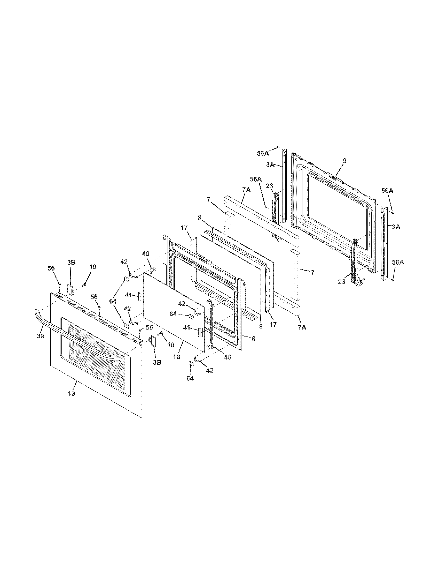 Frigidaire FFES3025PSA door diagram