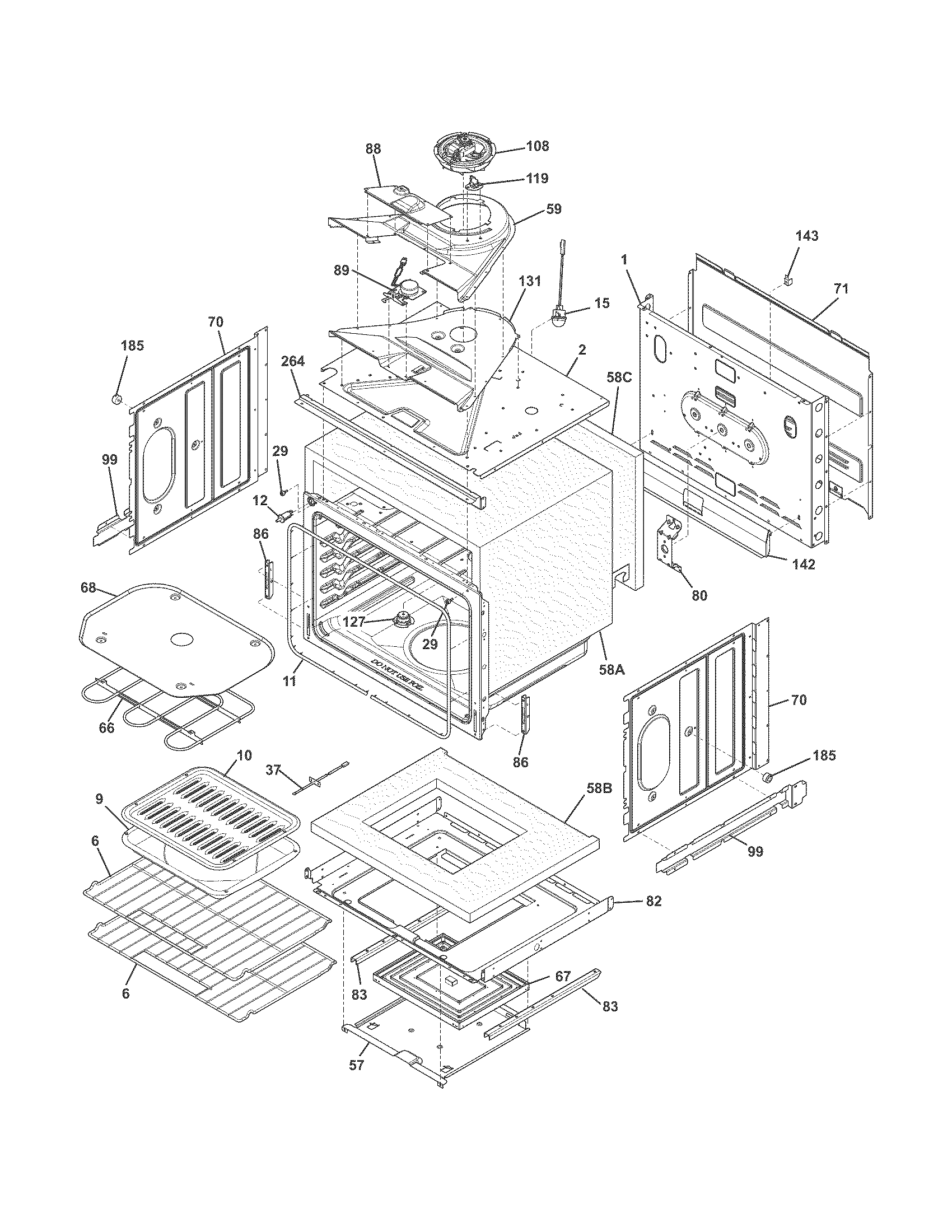 Frigidaire FFET3025PSB upper oven diagram