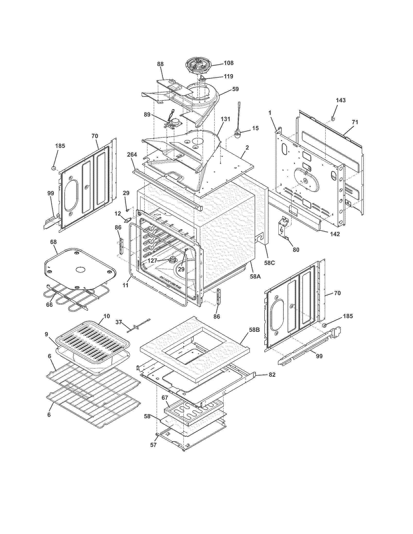 Frigidaire FFET2725PBA upper oven diagram