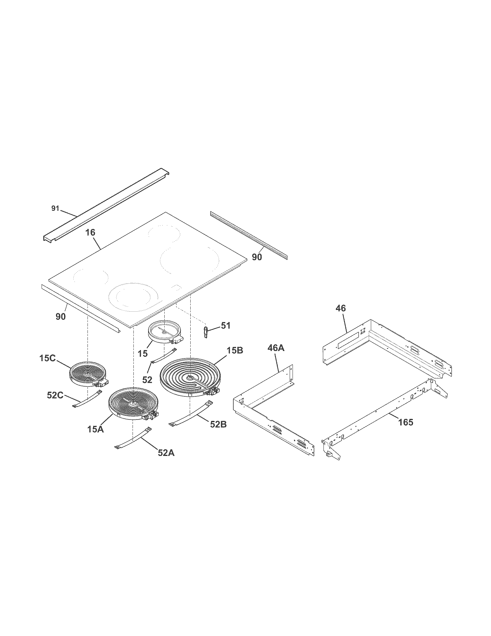 Frigidaire FFED3025PWA main top diagram