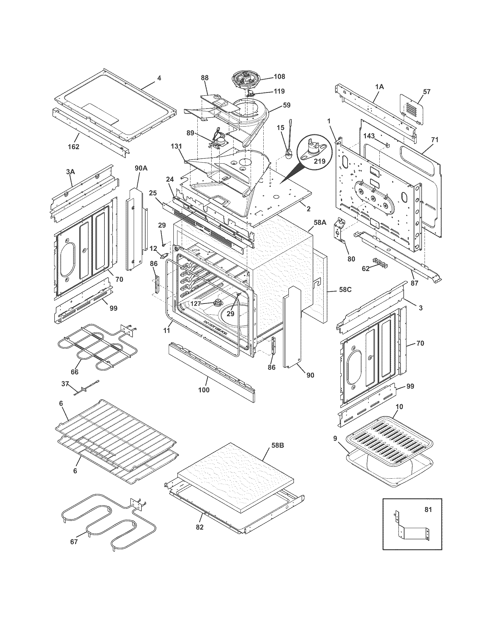 Frigidaire FFED3015PBA body diagram