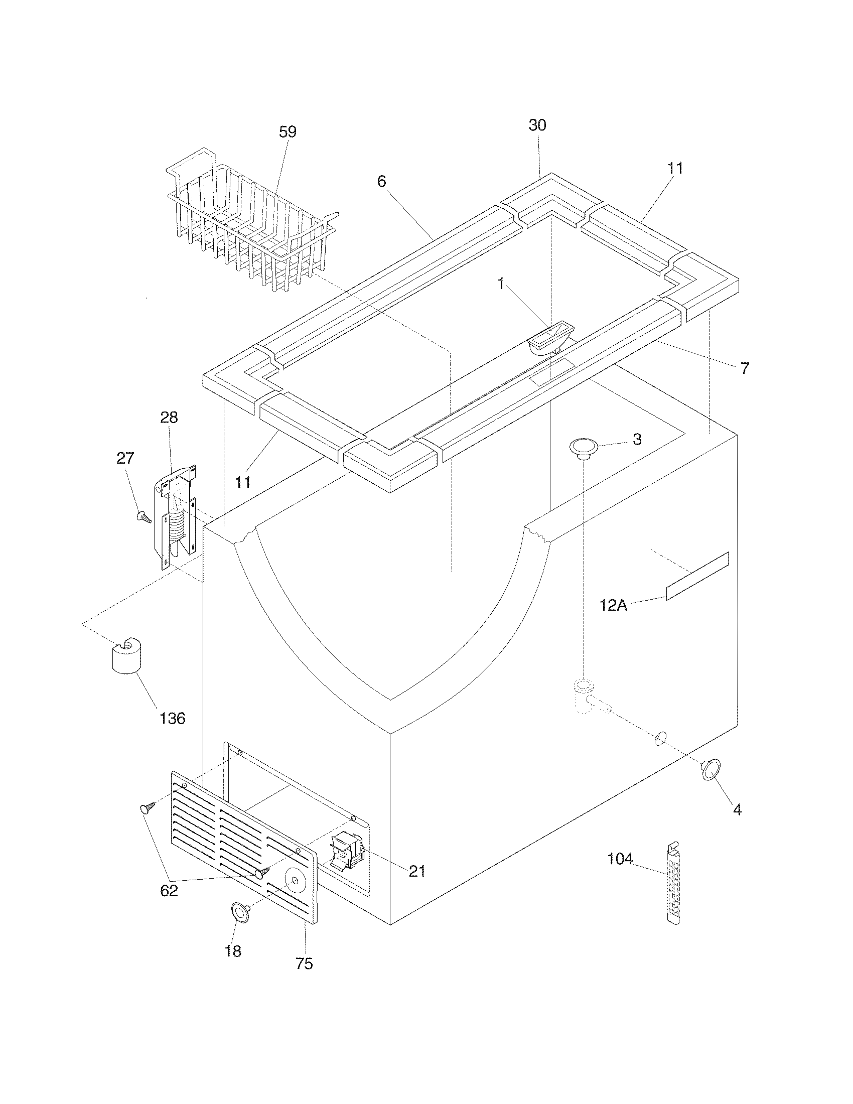 Kelvinator KCS050LW1 cabinet diagram