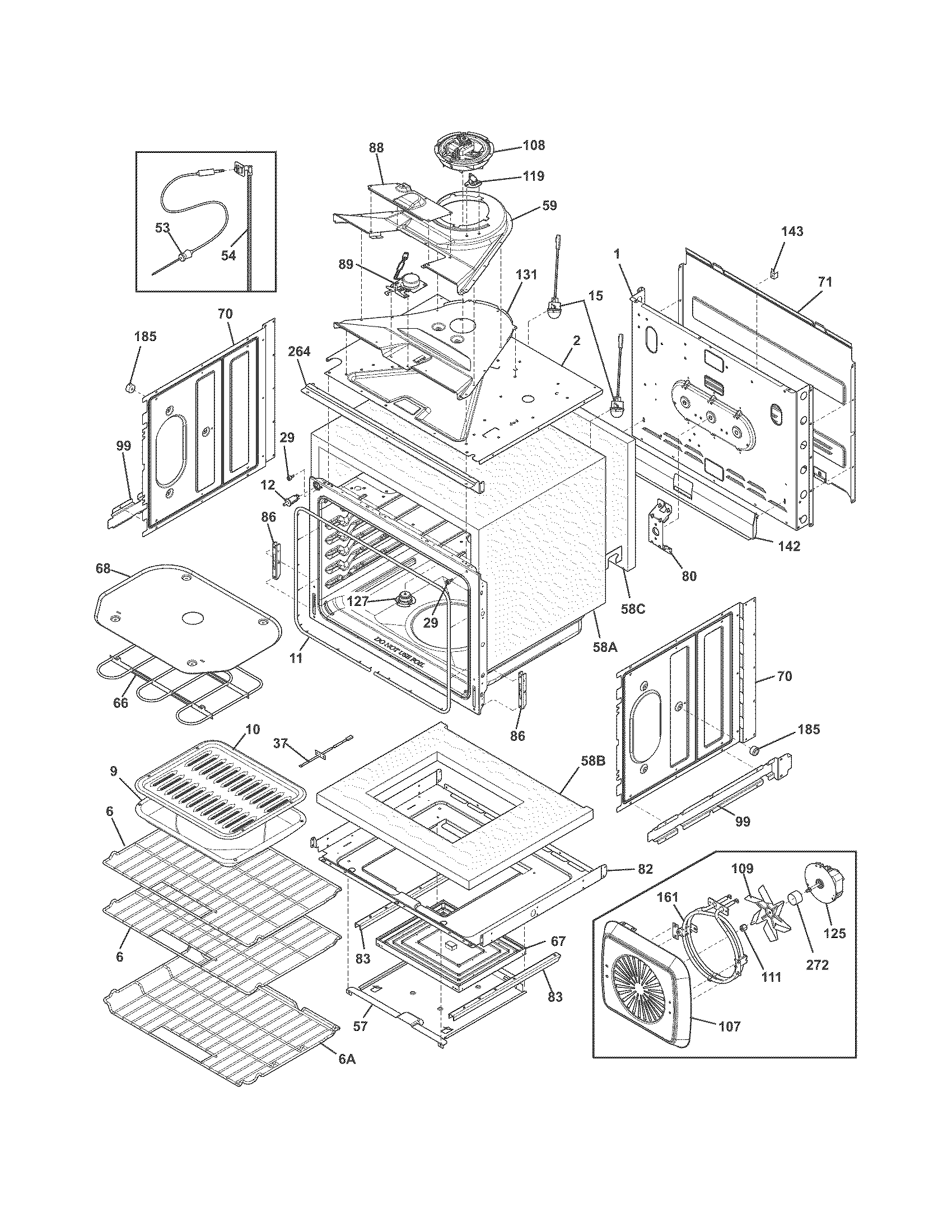 Frigidaire FGET3065PBB upper oven diagram