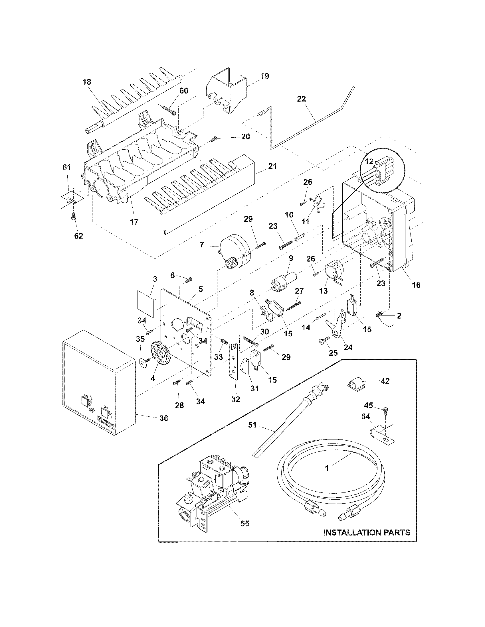 Frigidaire FFHS2322MBC ice maker diagram