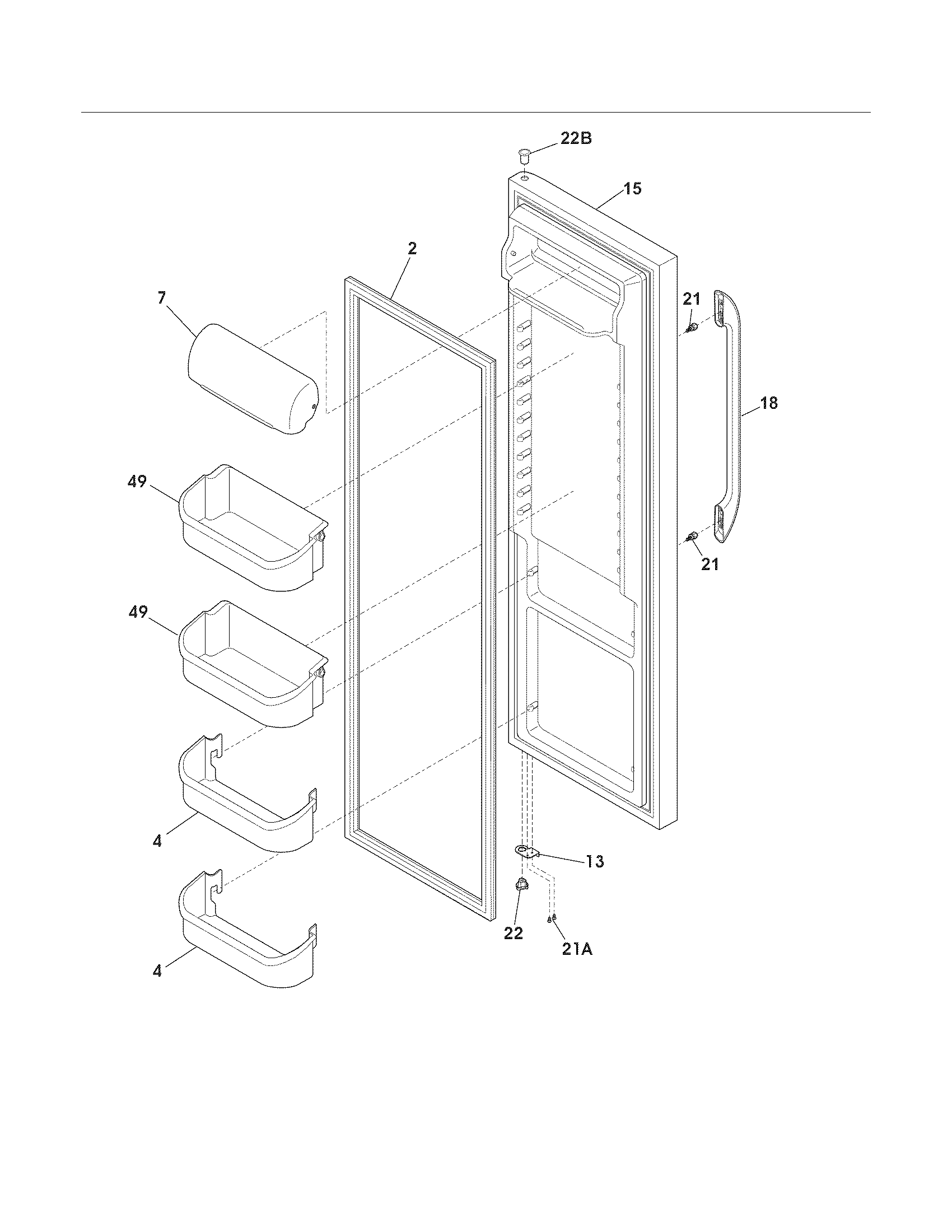 Frigidaire FFHS2611LBC refrigerator door diagram