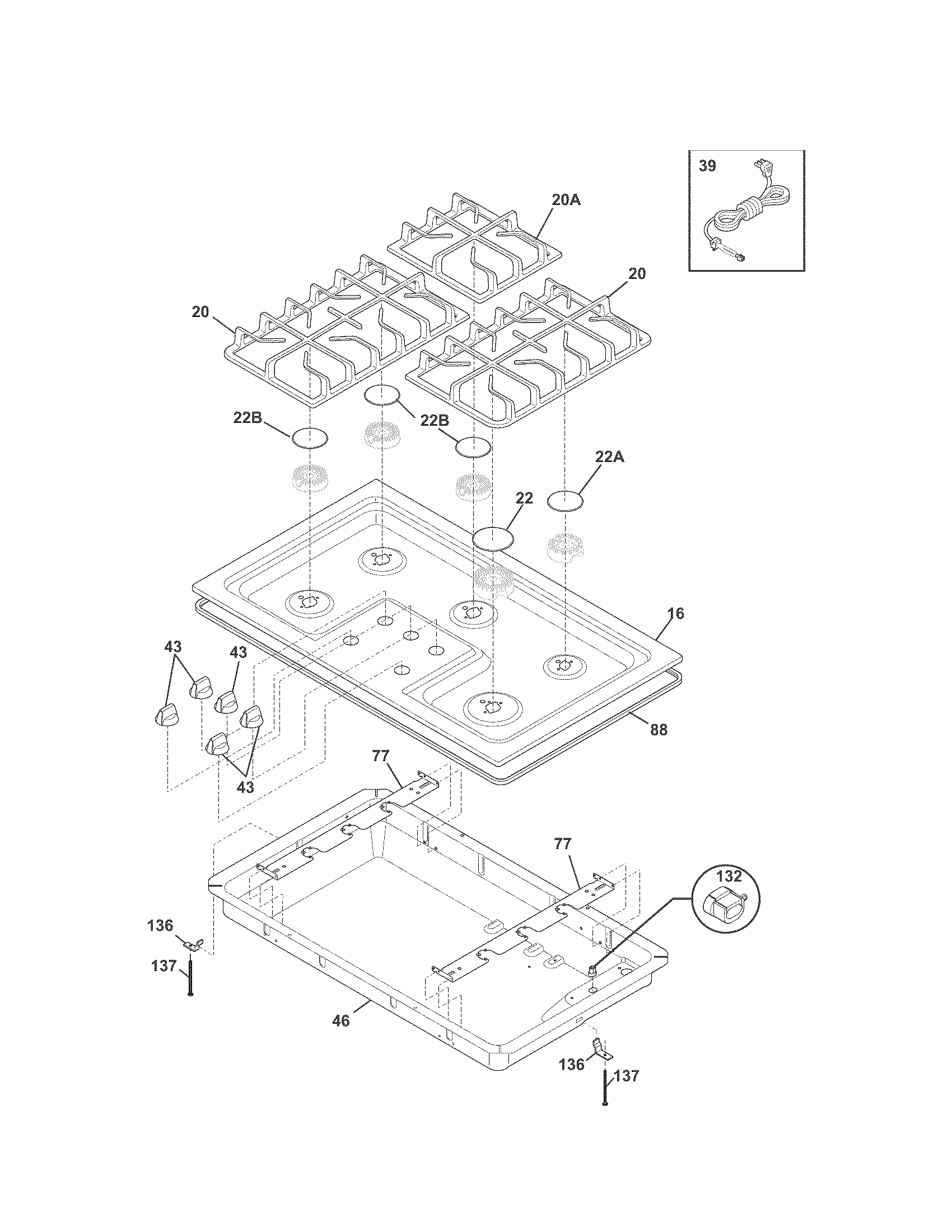 Kenmore 79032439903 cooktop diagram