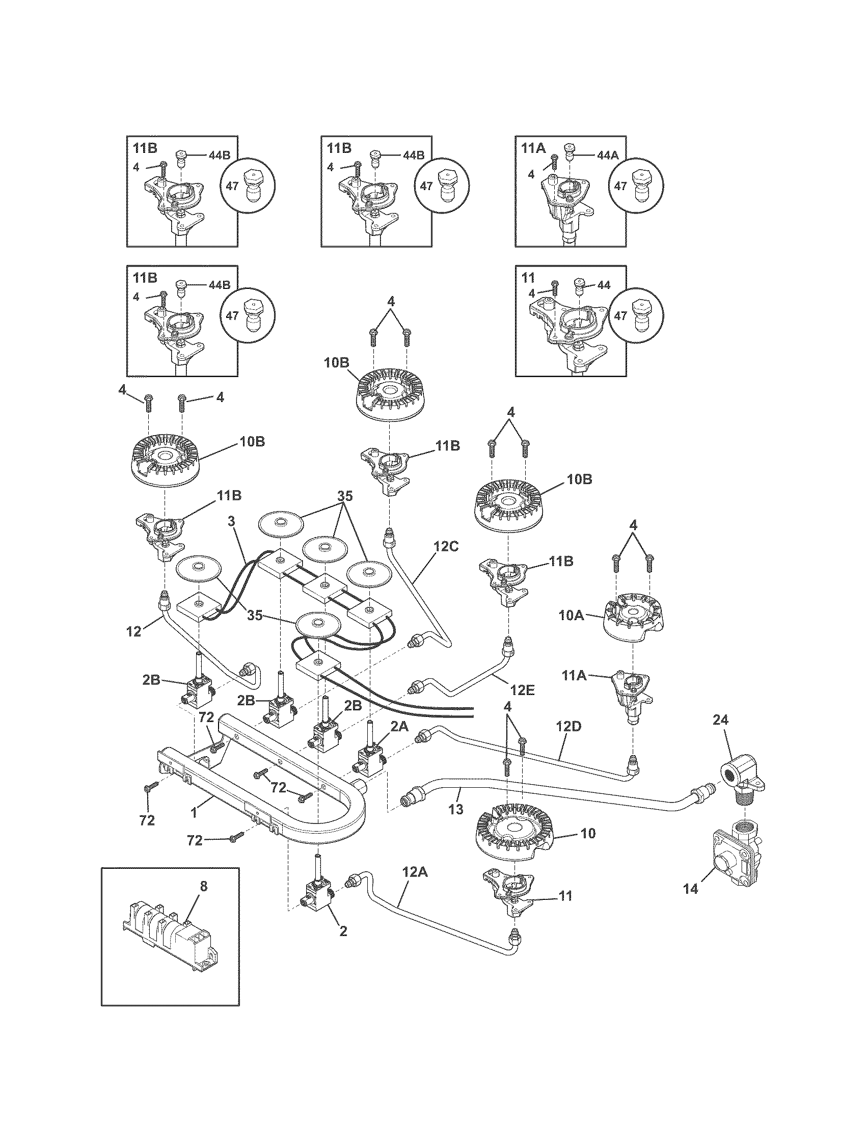 Kenmore 79032439903 burner diagram
