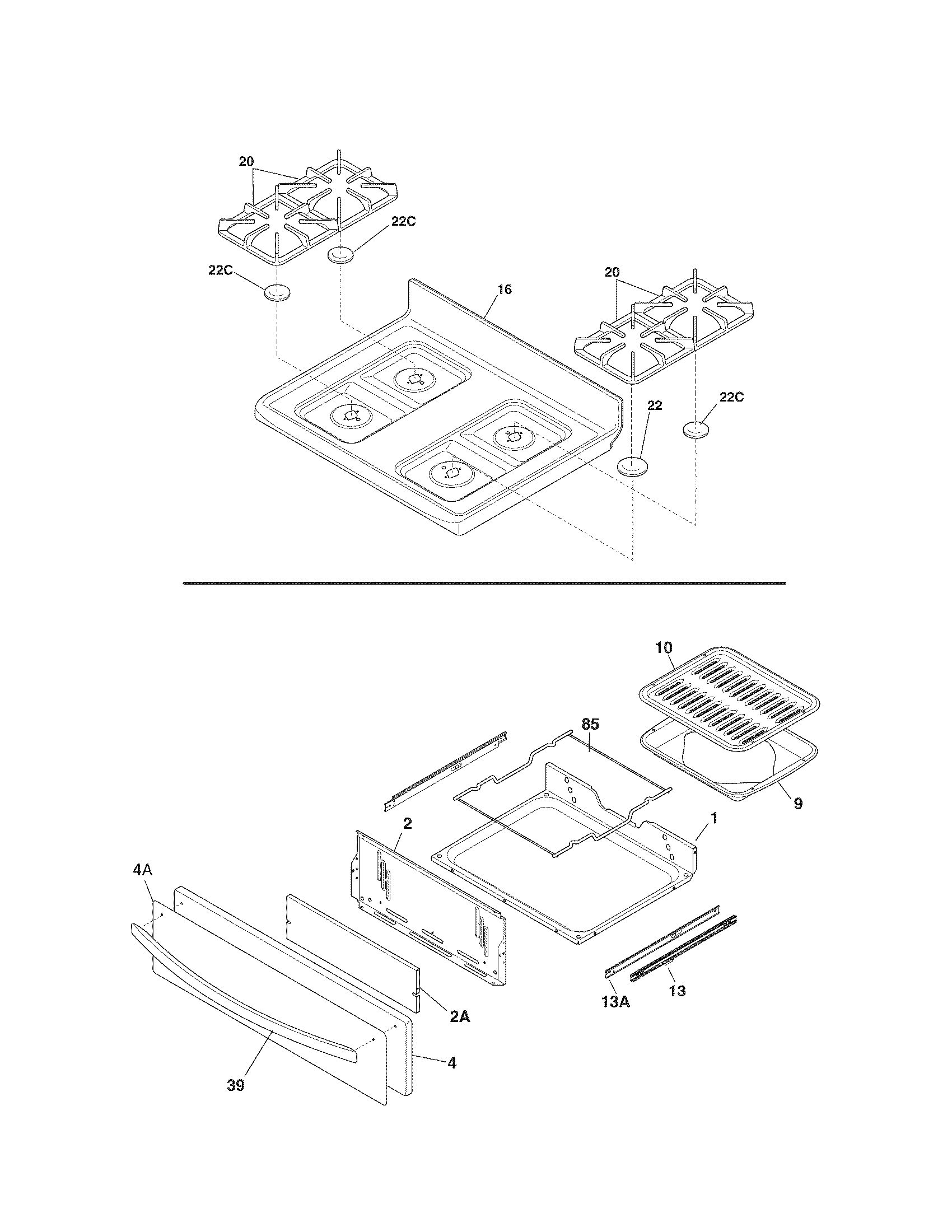 Kenmore 79073233311 top/drawer diagram