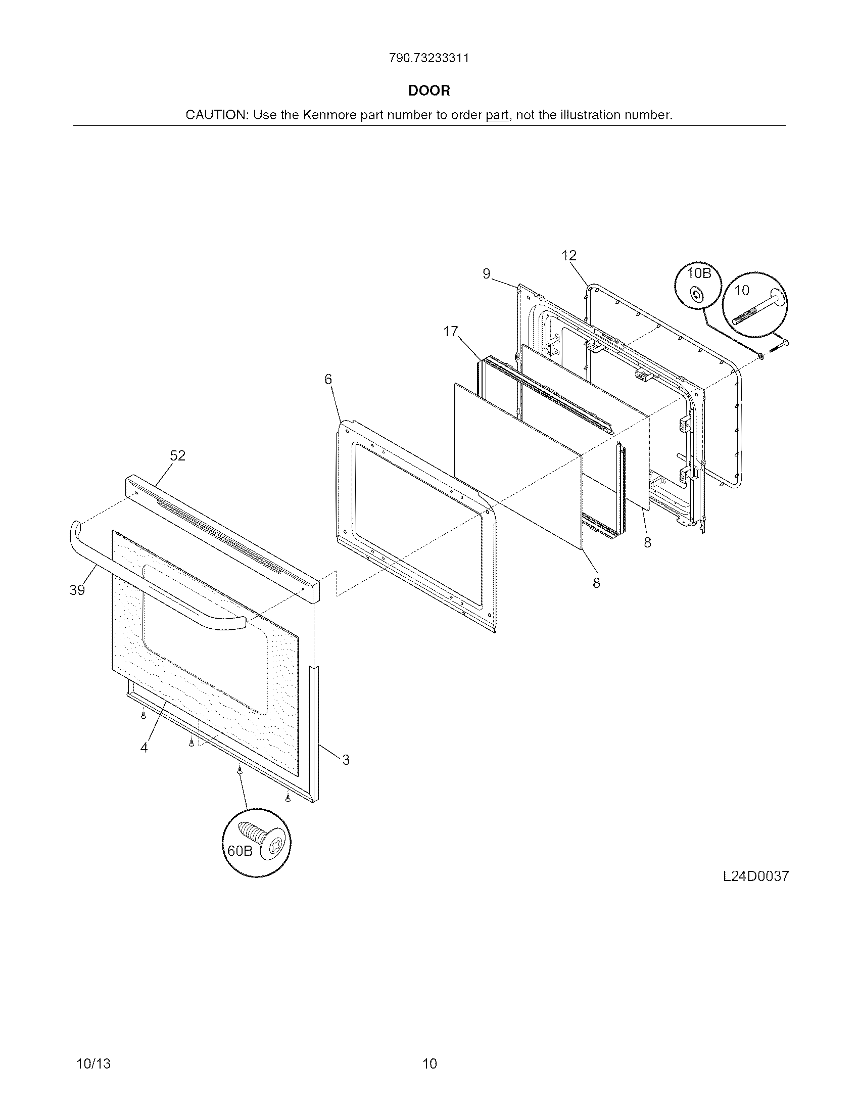 Kenmore 79073233311 door diagram