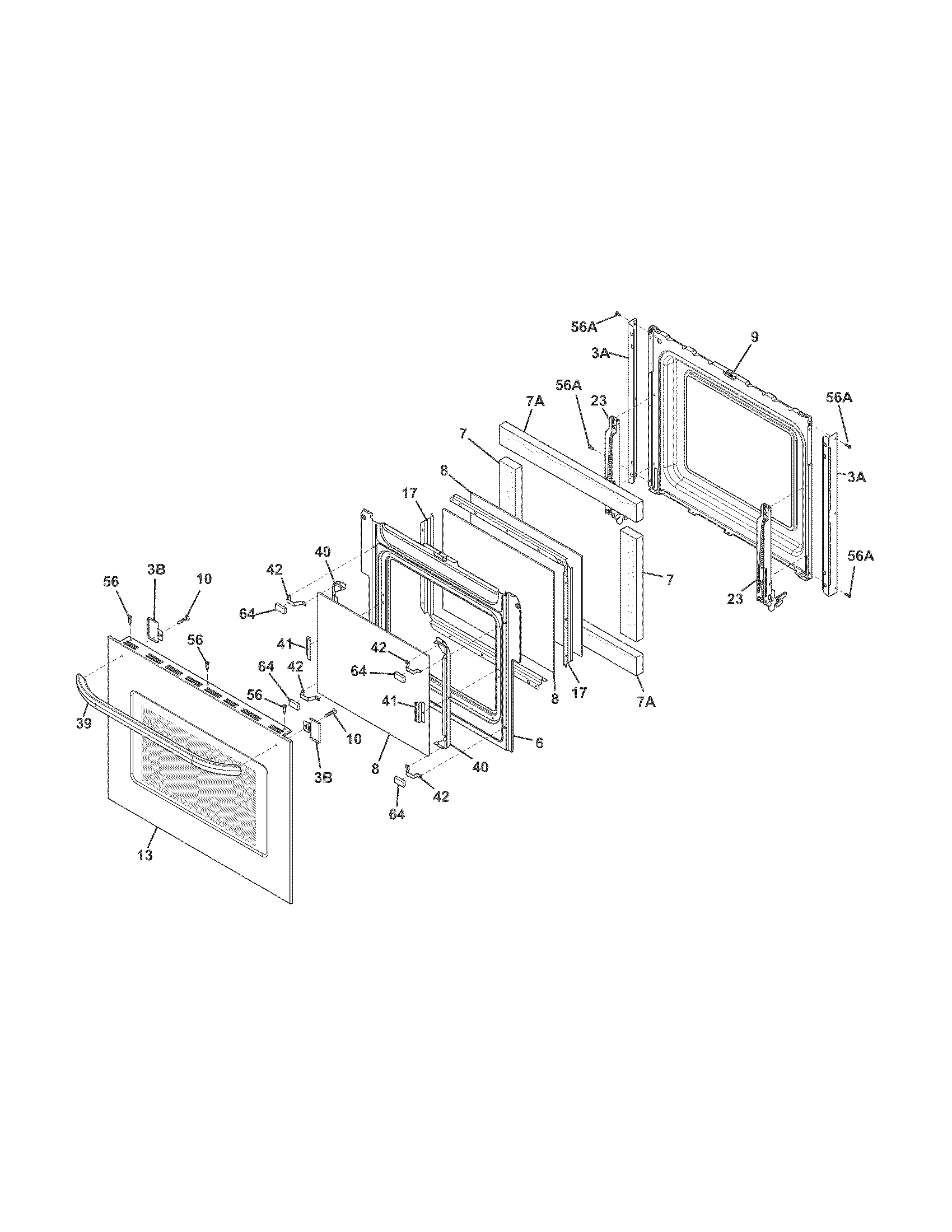 Frigidaire FFEW2725PSB door diagram