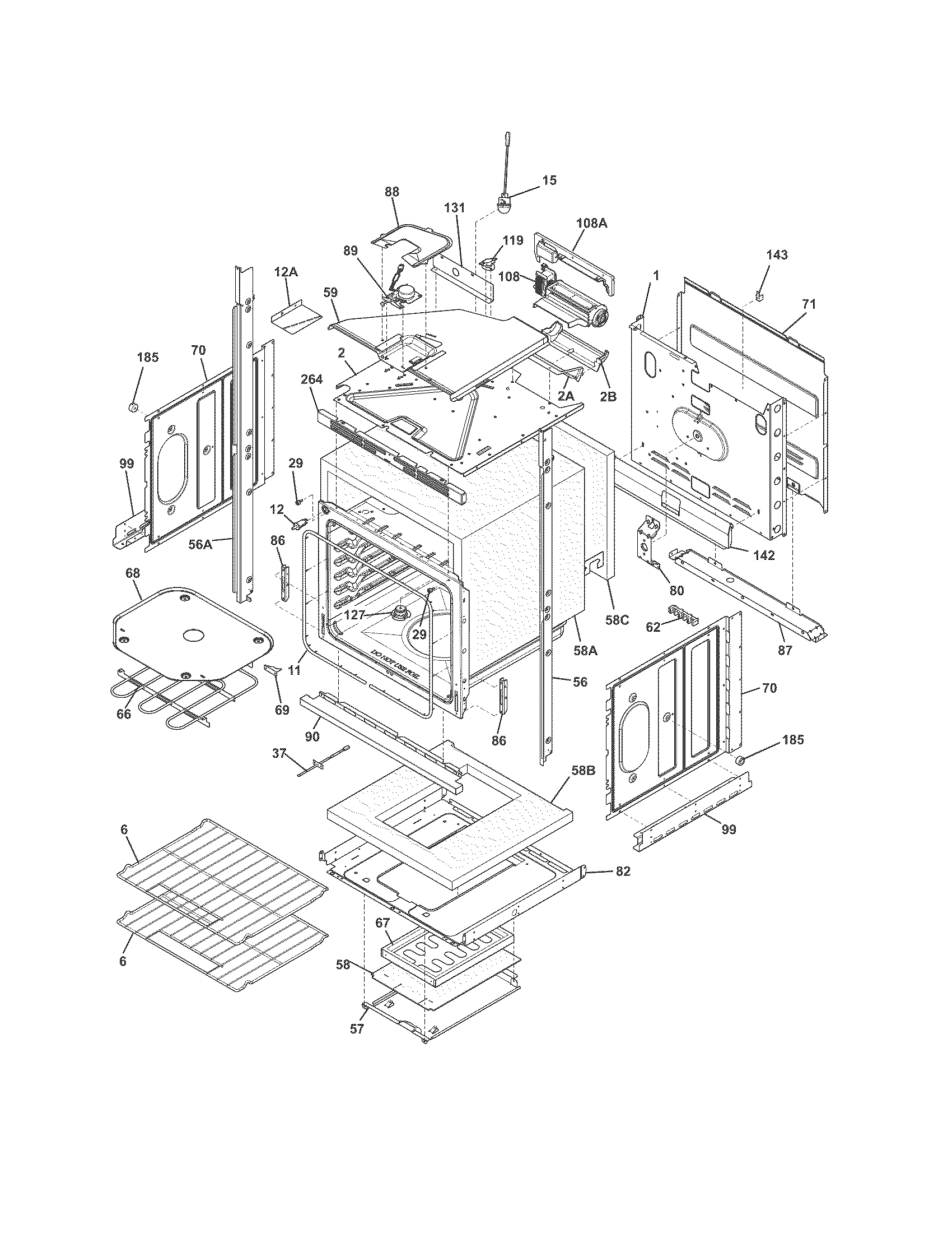 Frigidaire FFET2725PWB lower oven diagram