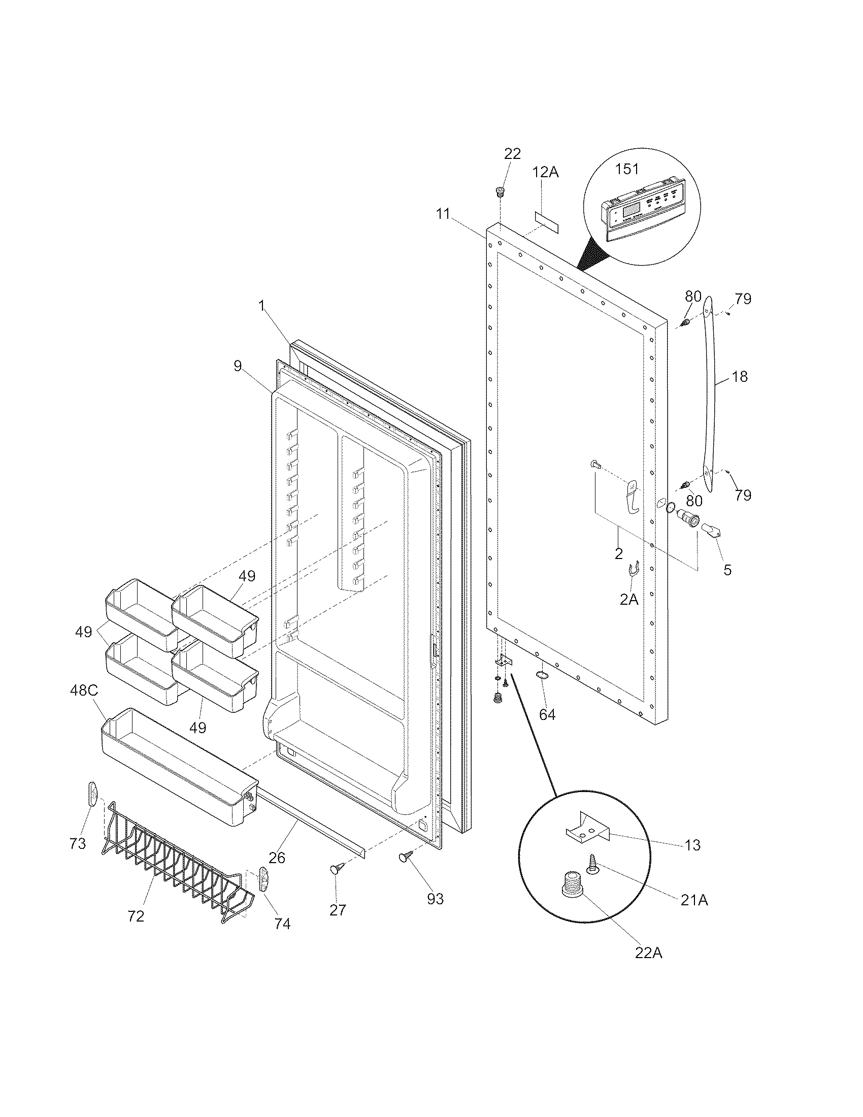 Crosley CFUFHC21PW1 door diagram