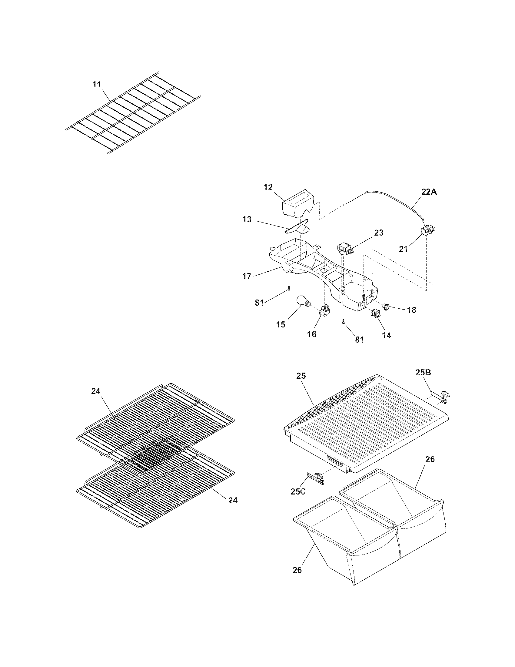 Frigidaire LFHT1713LWZ shelves diagram