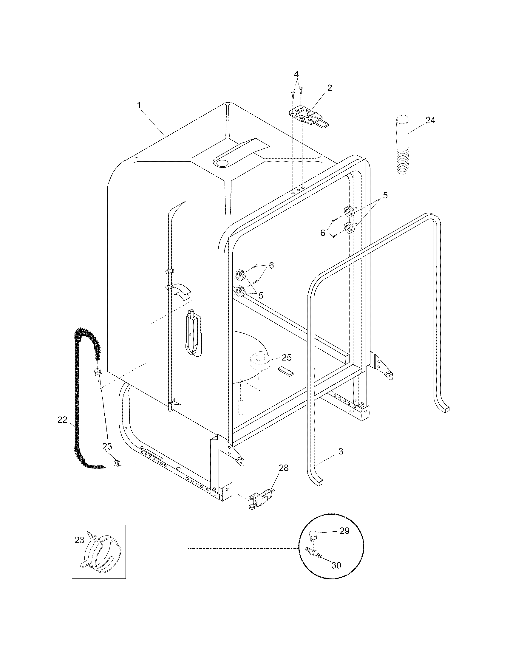 Frigidaire FDB1050REM5 tub diagram