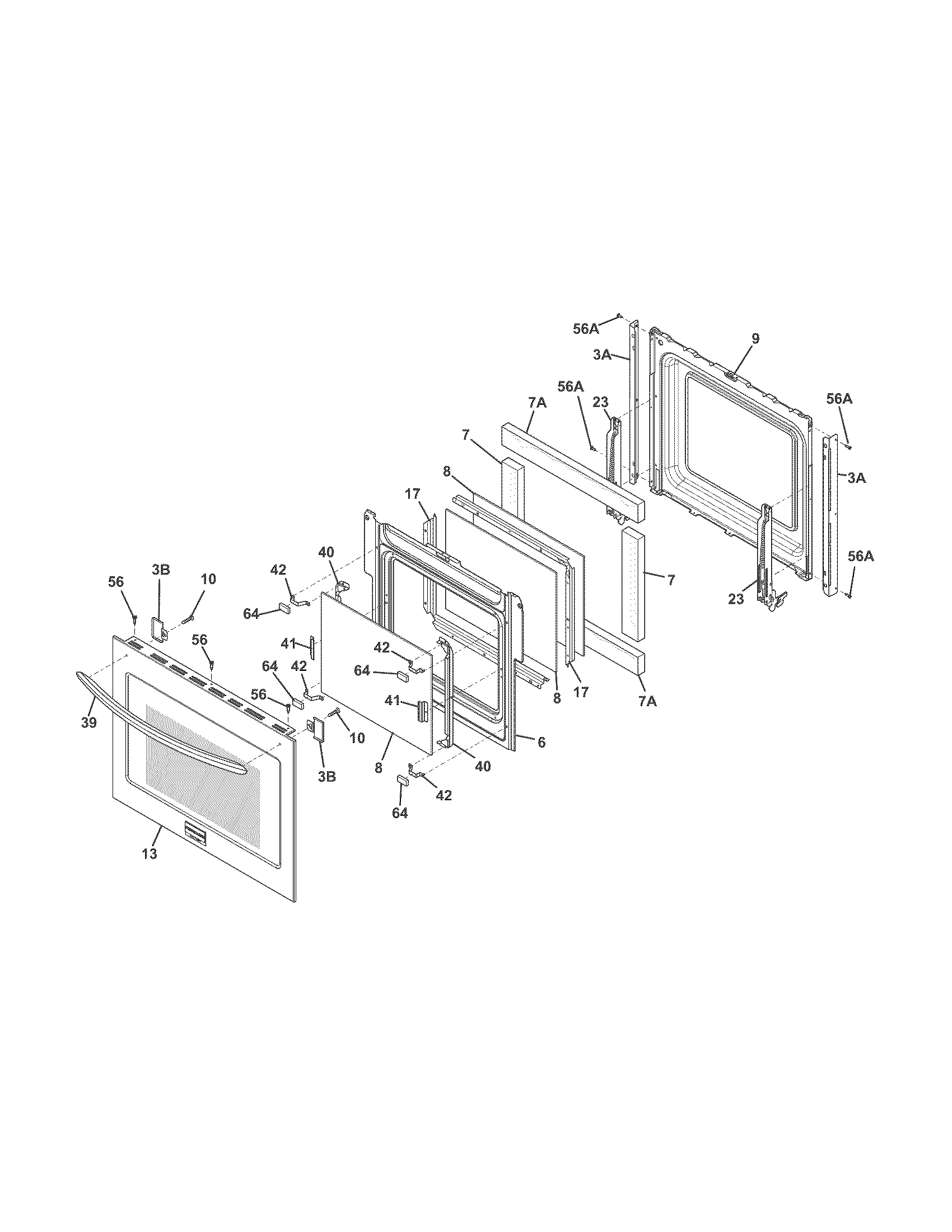 Frigidaire FGEW2765PFB door diagram