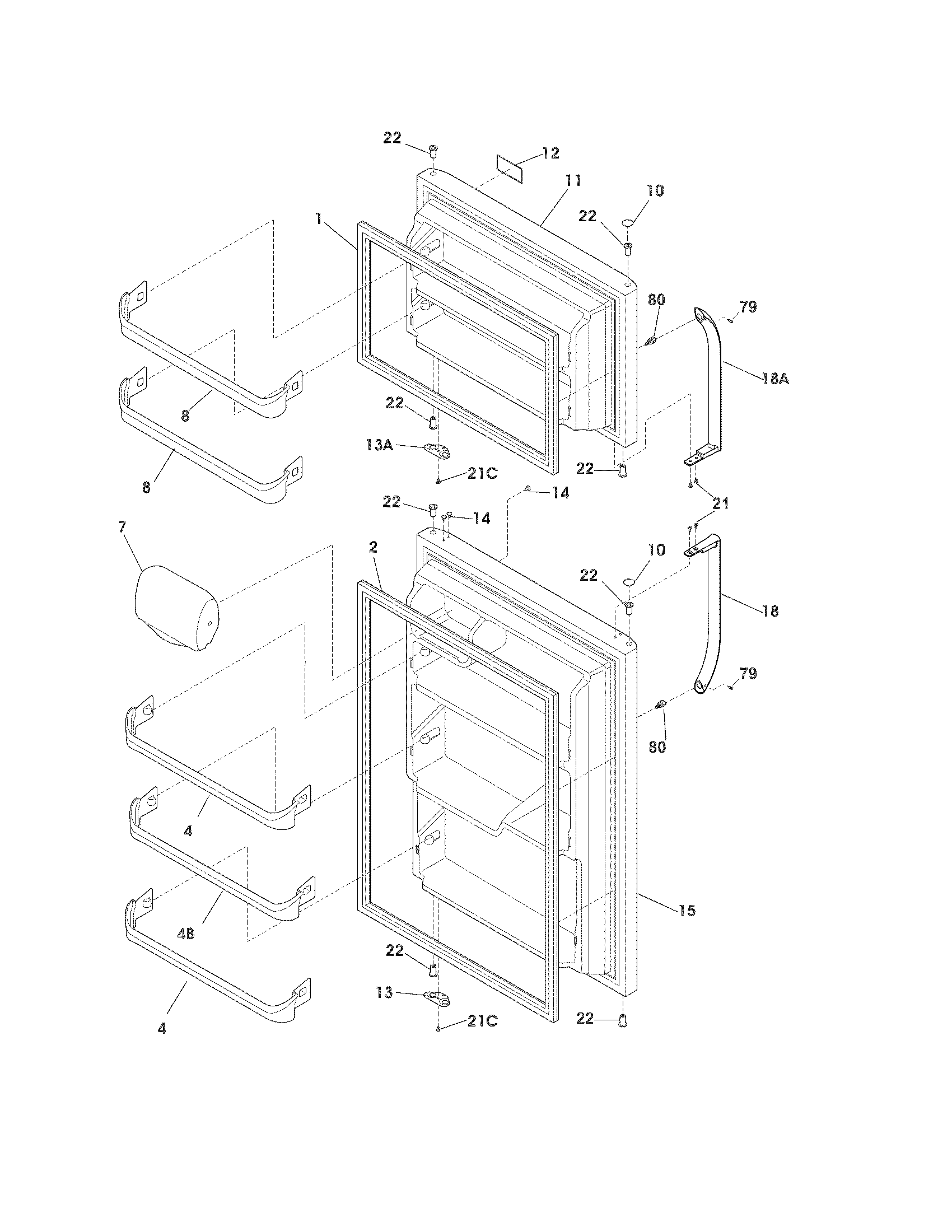 Frigidaire FFHT1800PS0 doors diagram
