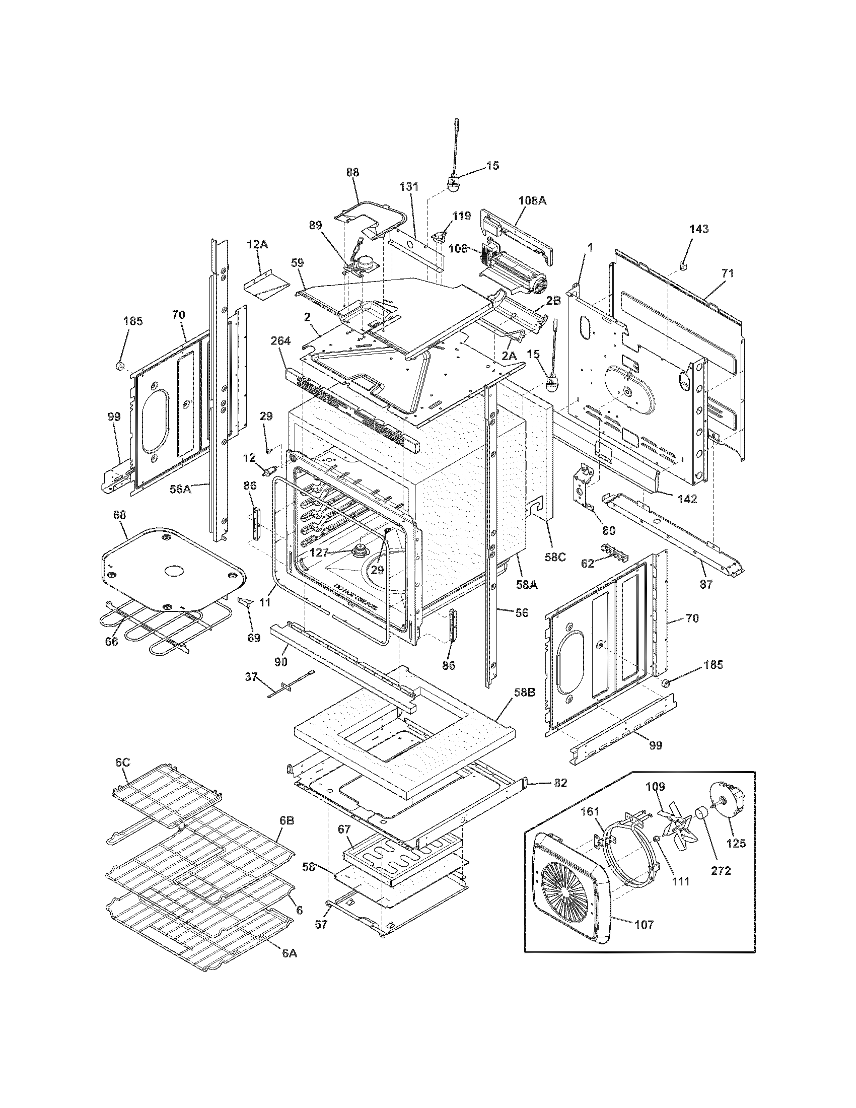 Frigidaire FPET2785PFB lower oven diagram