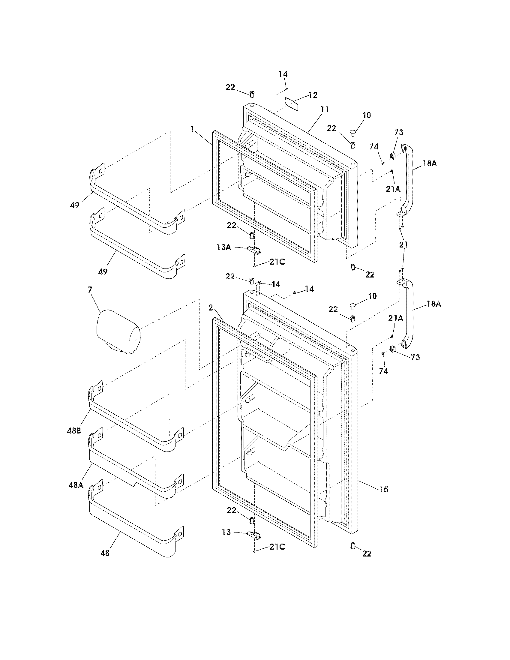 Frigidaire FFHT1725PS2 doors diagram