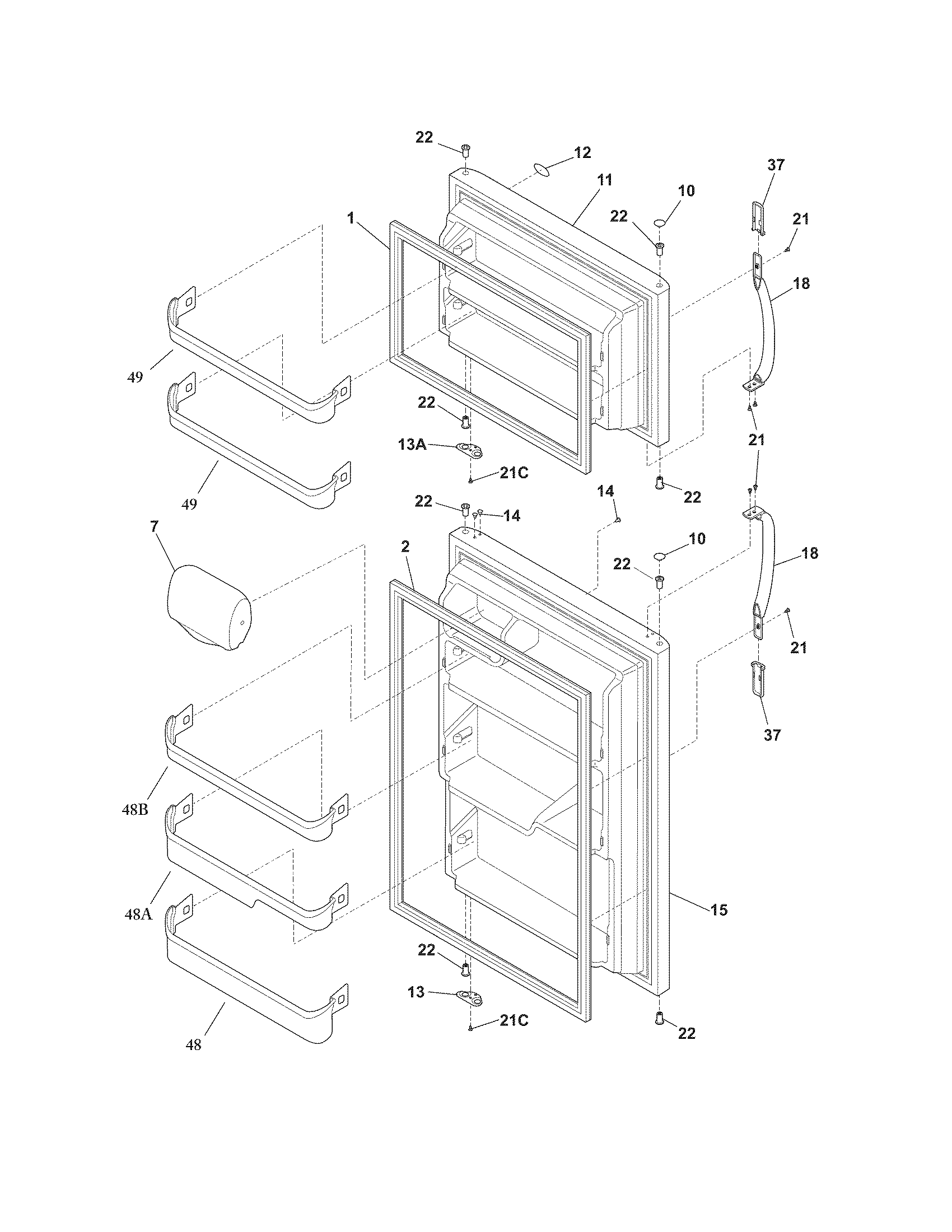 Crosley CRT215PW1 doors diagram