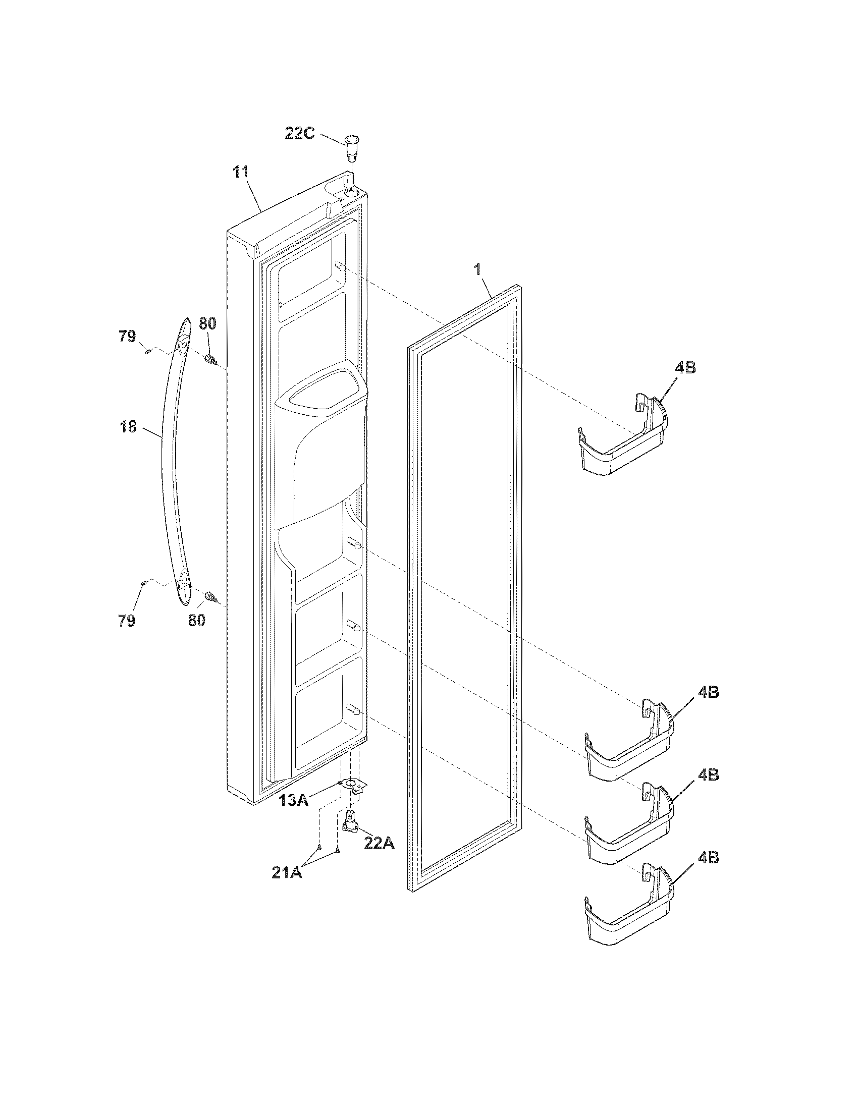 Frigidaire FGHC2355PF7 freexer door diagram