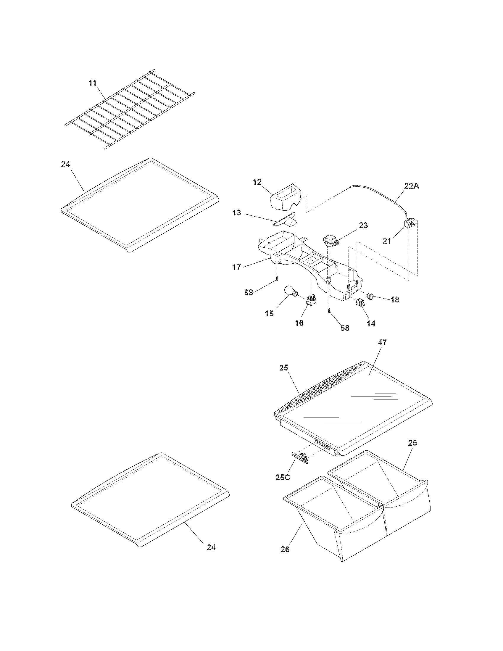 Frigidaire FRT21G2NW8 shelves diagram