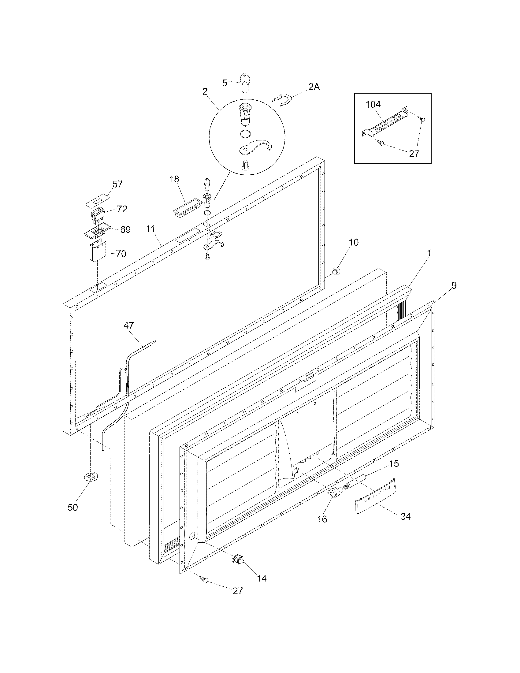 Frigidaire FCCS201FW5 door diagram