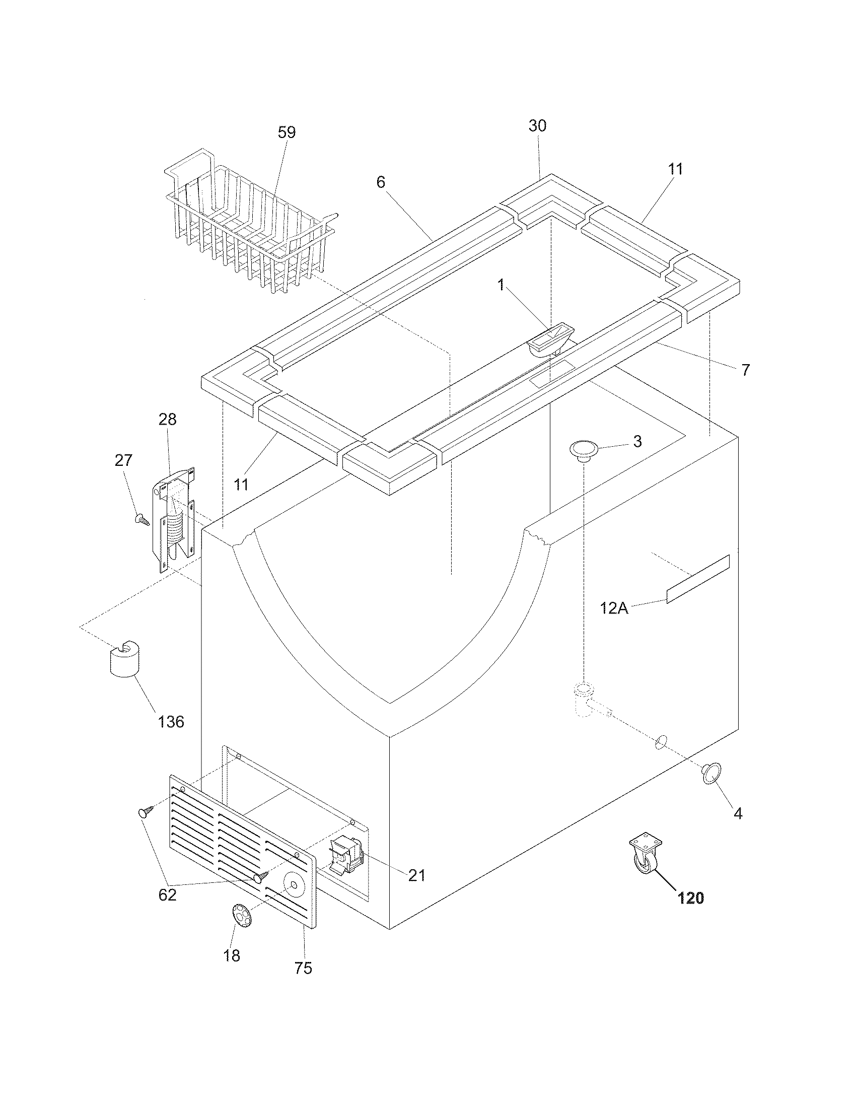 Frigidaire FCCS201FW5 cabinet diagram