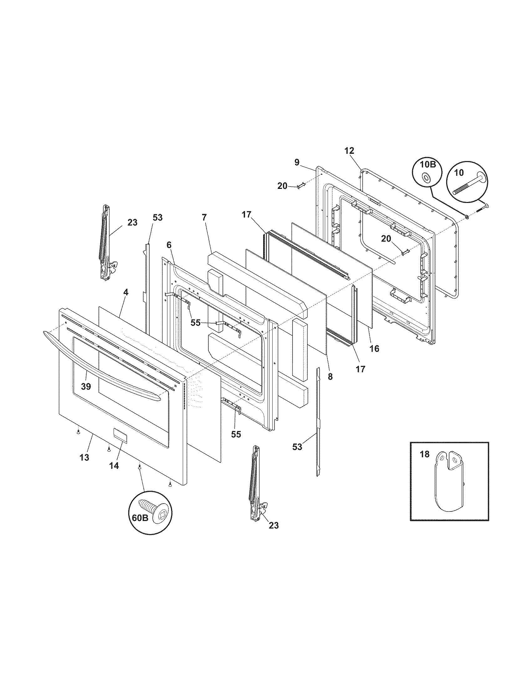 Frigidaire FGGF305MKFP door diagram