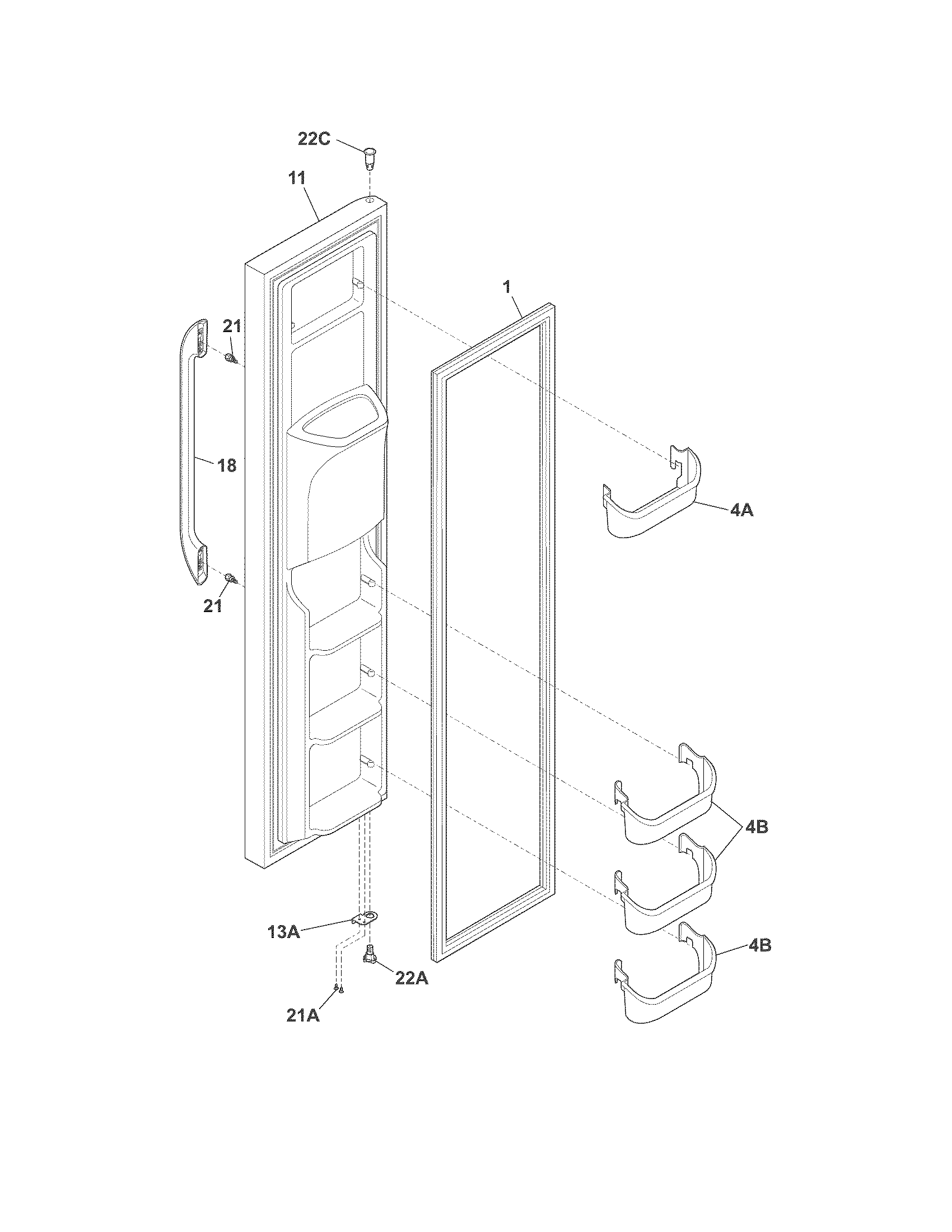 Frigidaire FFHS2622MME freezer door diagram