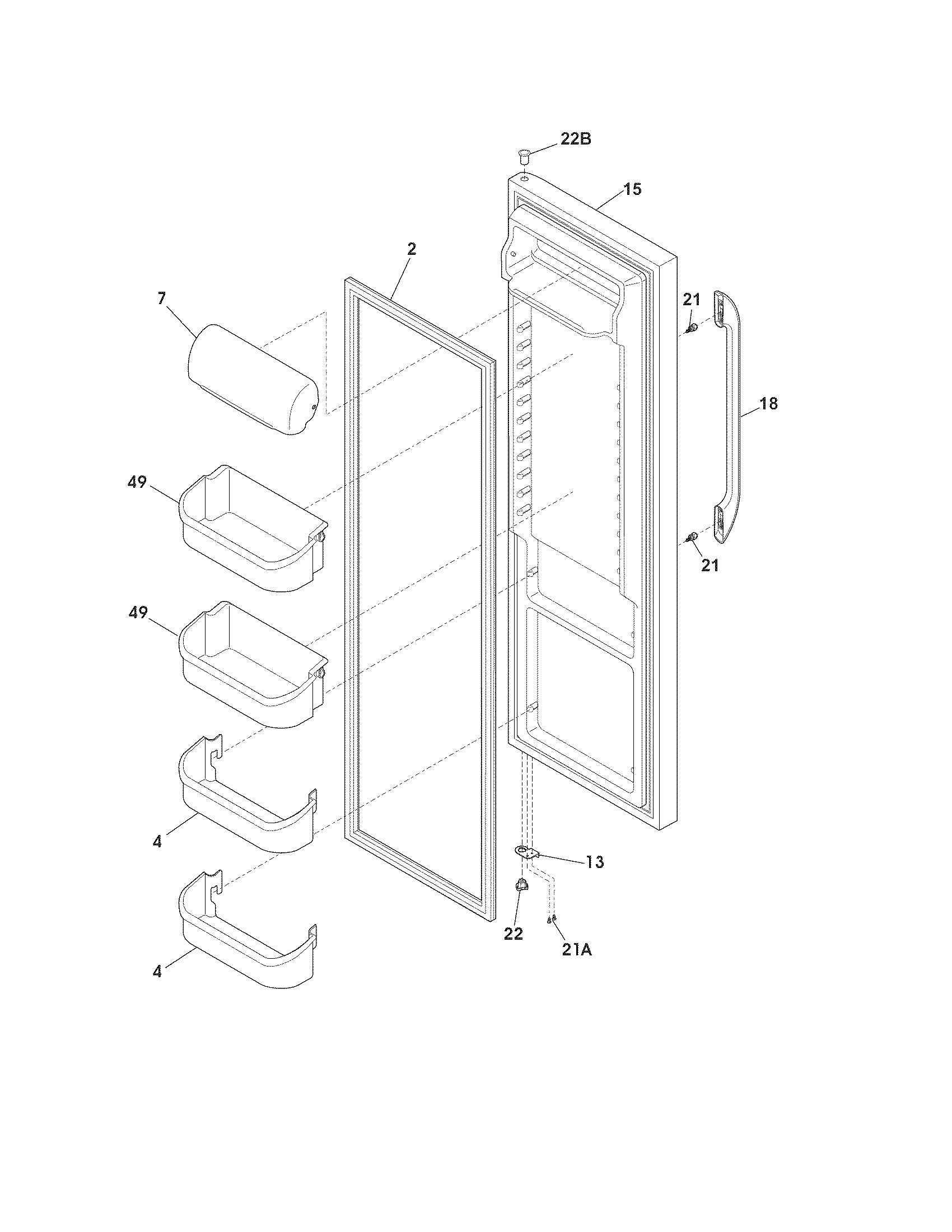 Frigidaire FFHS2622MME refrigerator door diagram