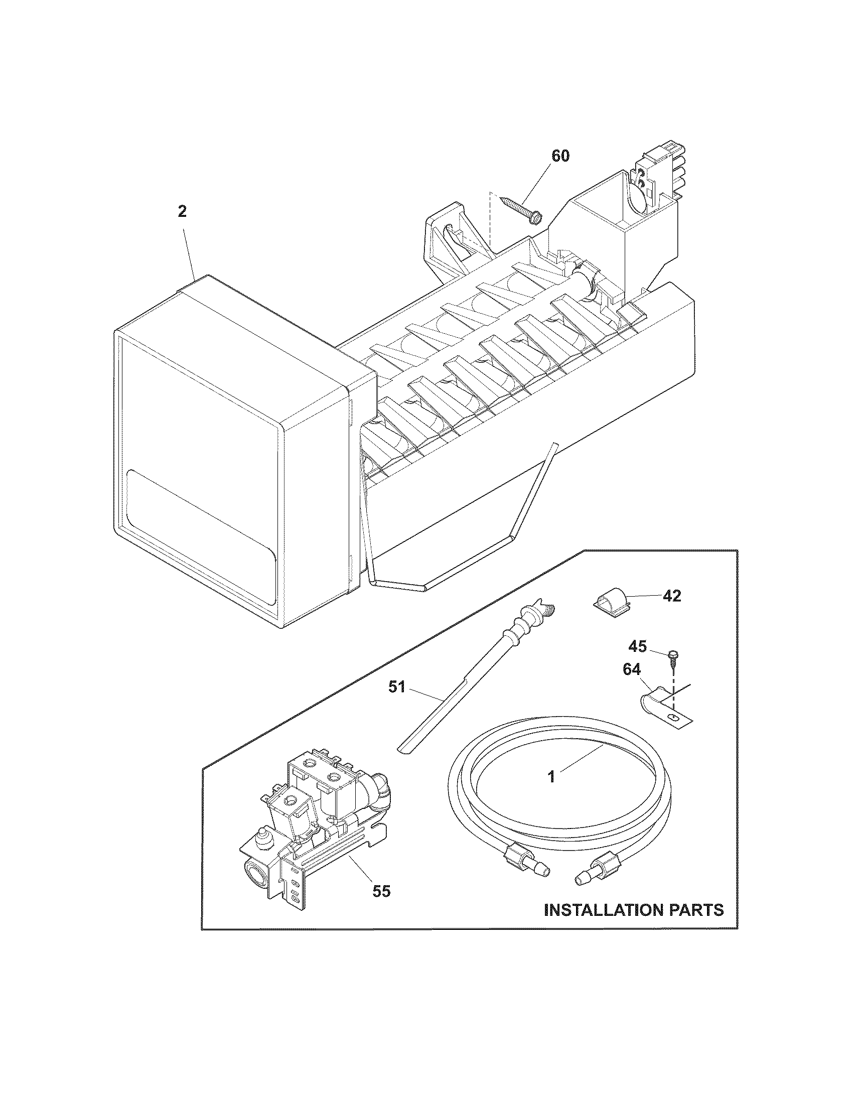 Frigidaire FFHS2622MME ice maker diagram