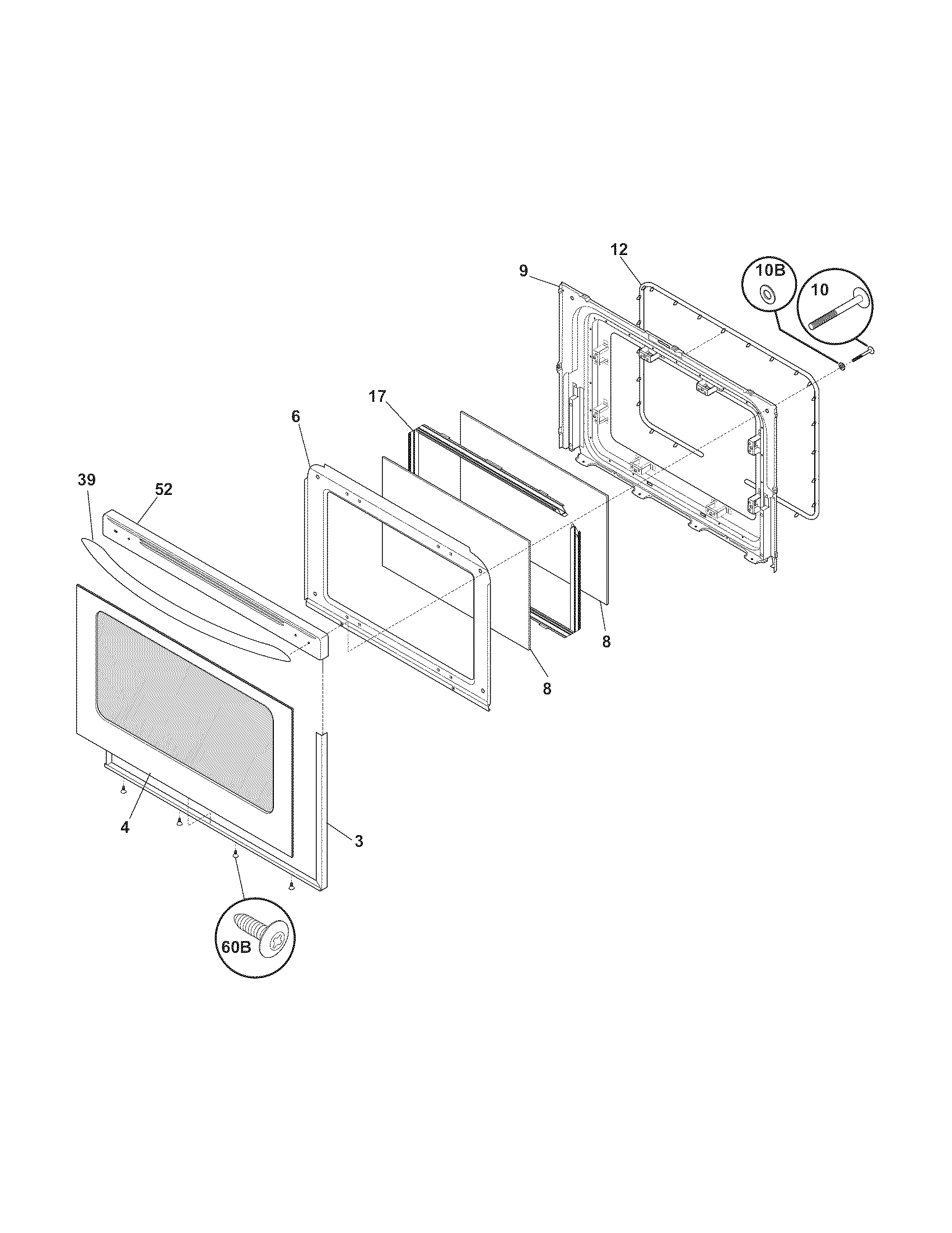 Frigidaire FGF348KCN door diagram