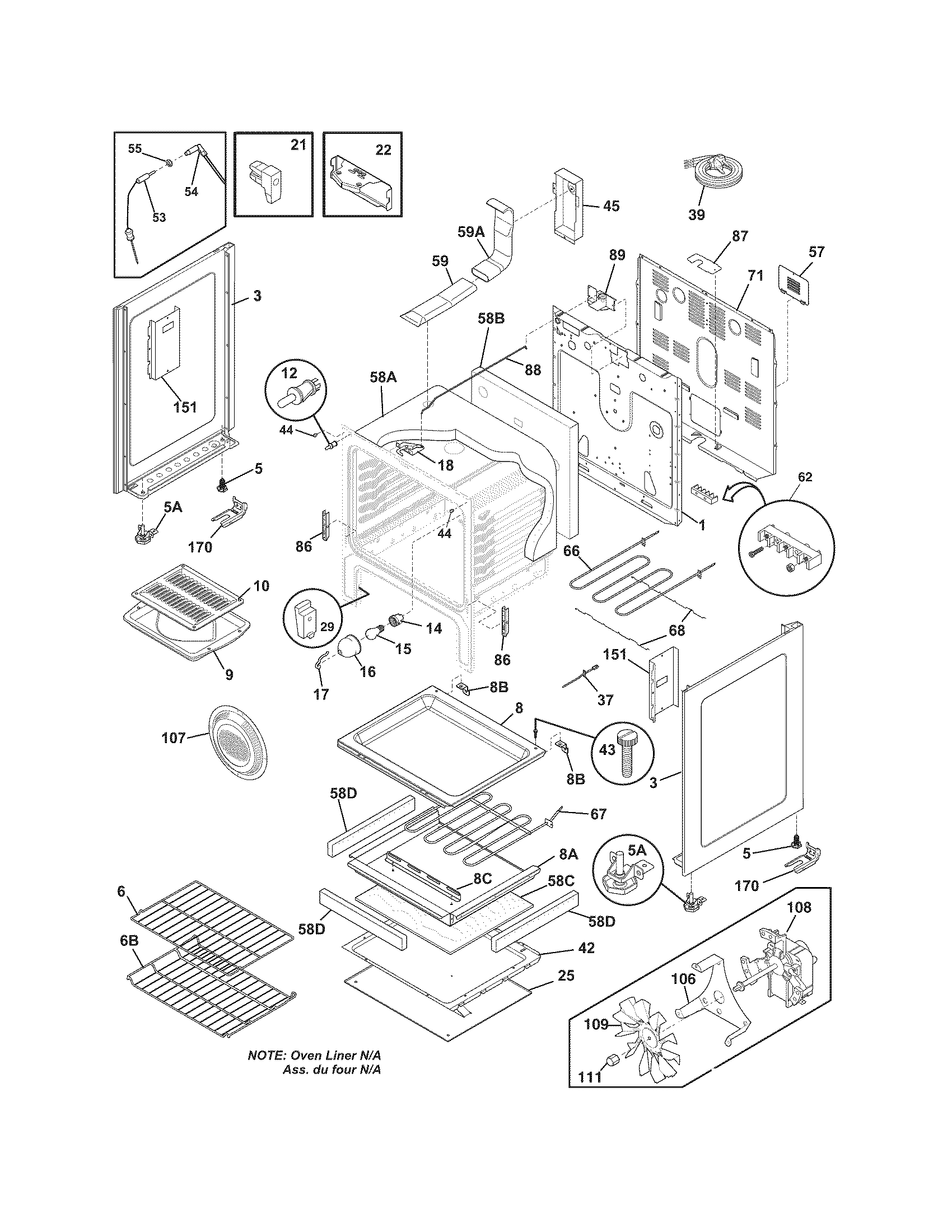 Frigidaire FGEF3032MFG body diagram
