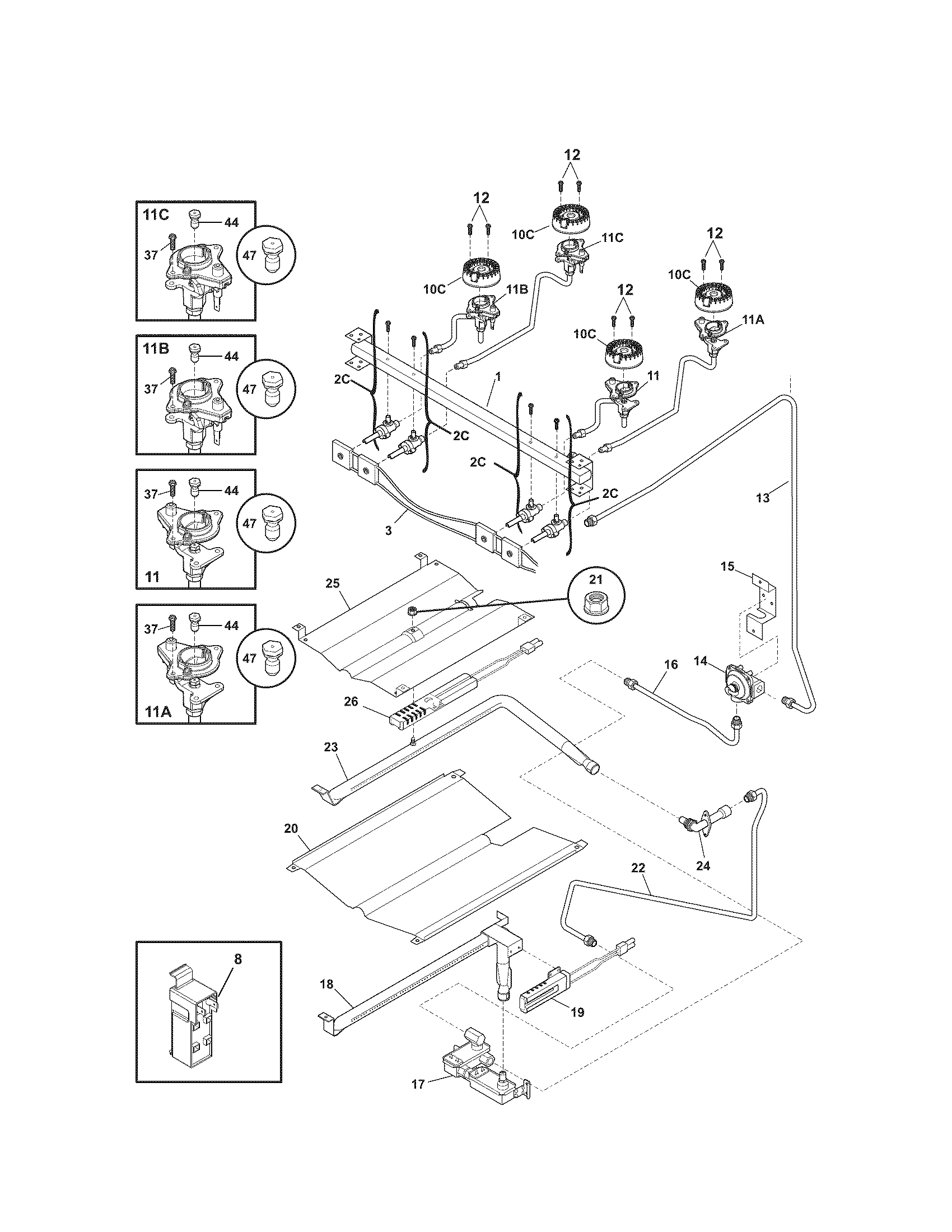Kenmore 79074003310 burner diagram
