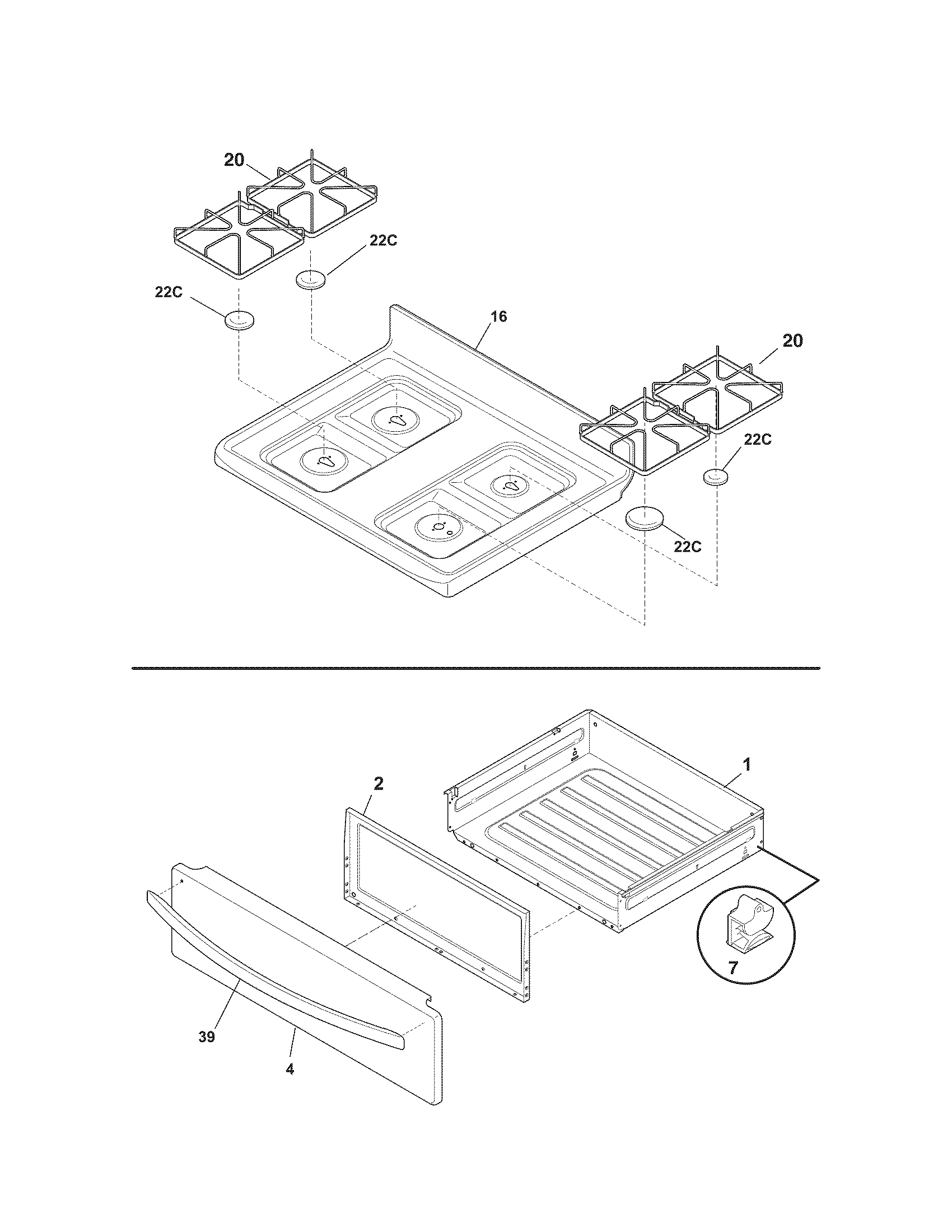 Kenmore 79074003310 top/drawer diagram