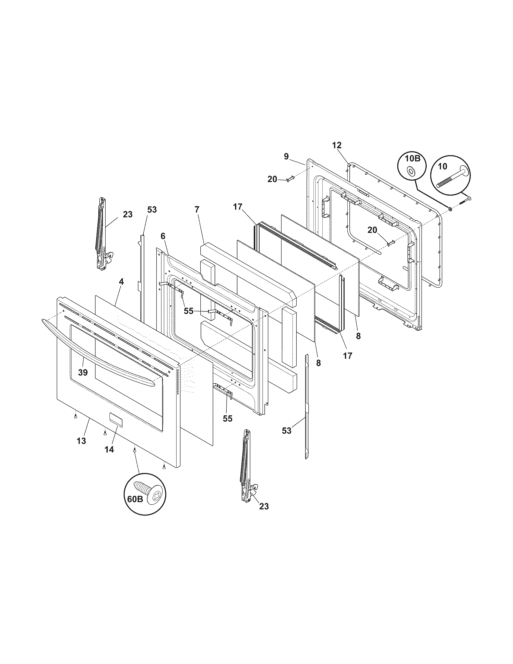 Frigidaire FGEF3030PFA door diagram