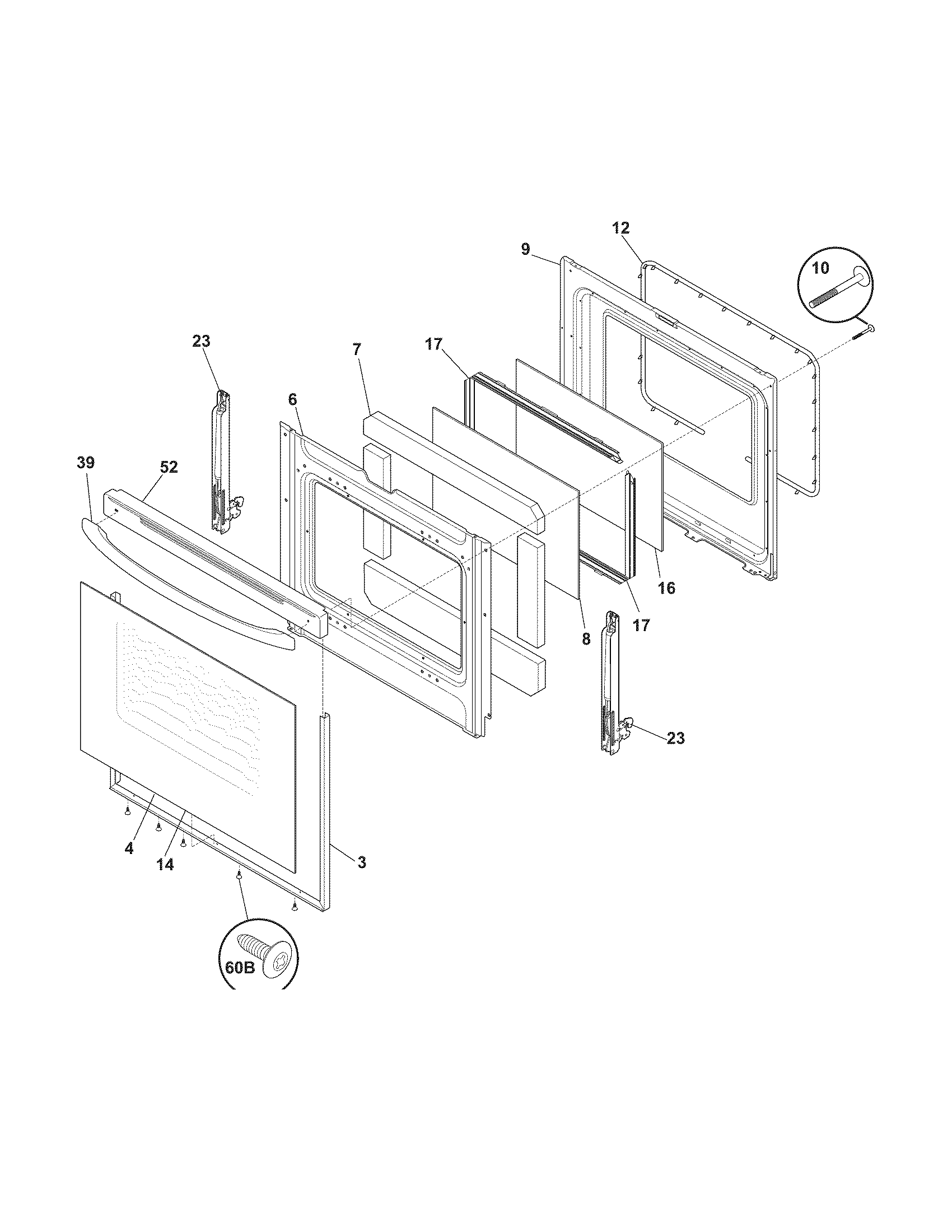 Frigidaire FGEF3030PWA door diagram