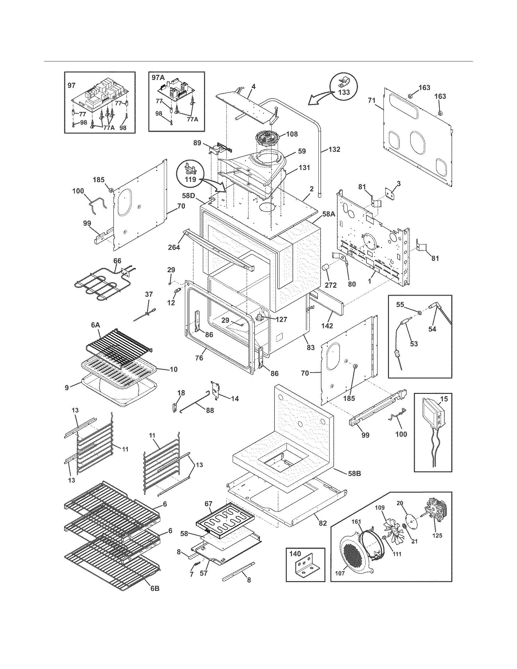 Electrolux EW27EW65GS8 upper oven diagram