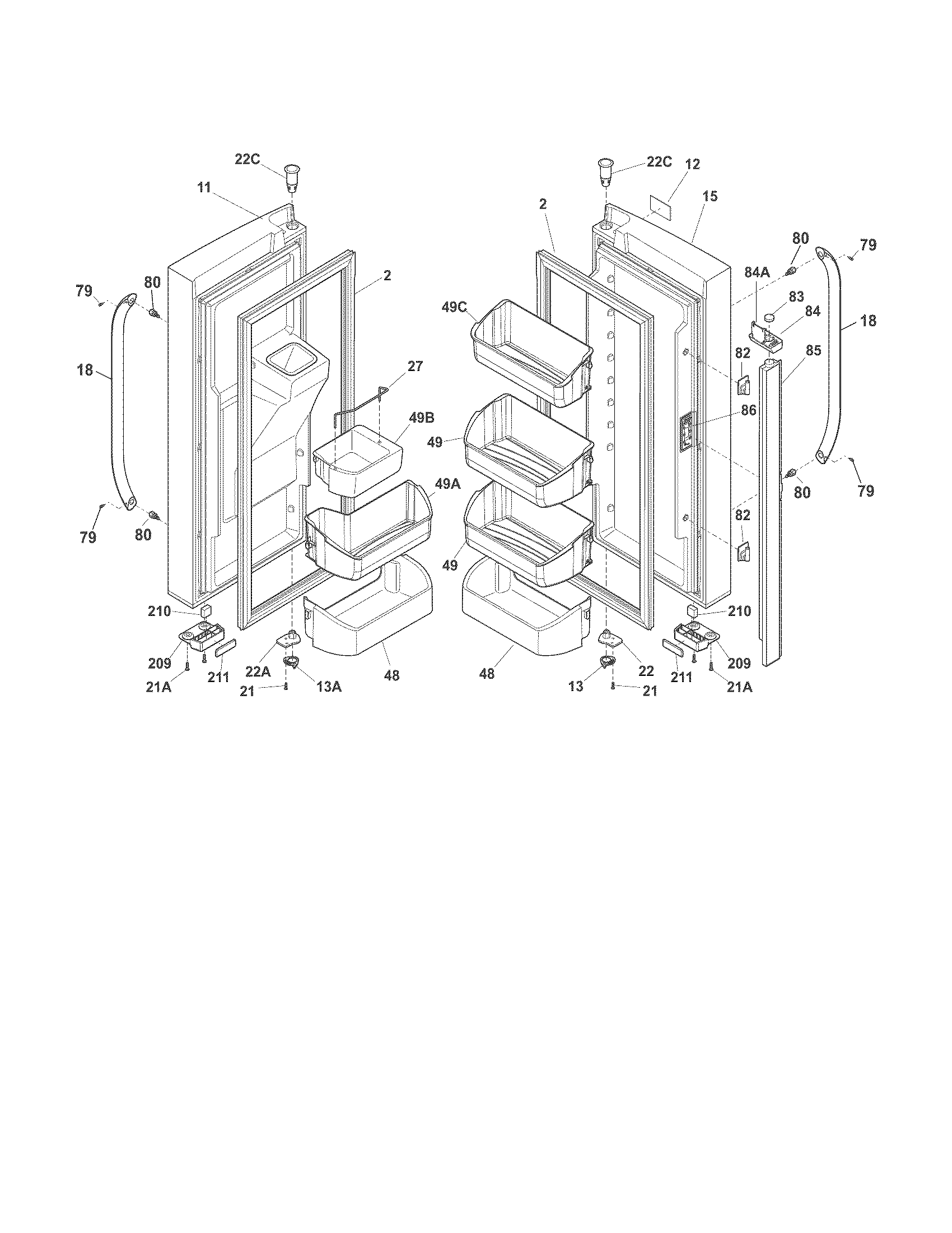 Frigidaire FFHB2740PP3 fresh food door diagram