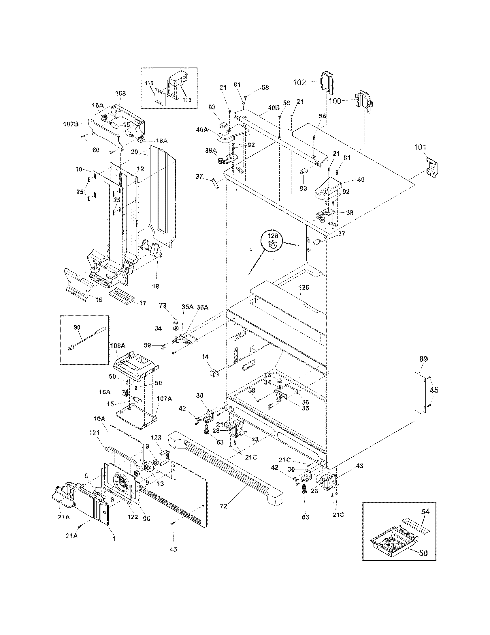 Frigidaire FFHB2740PP3 cabinet diagram