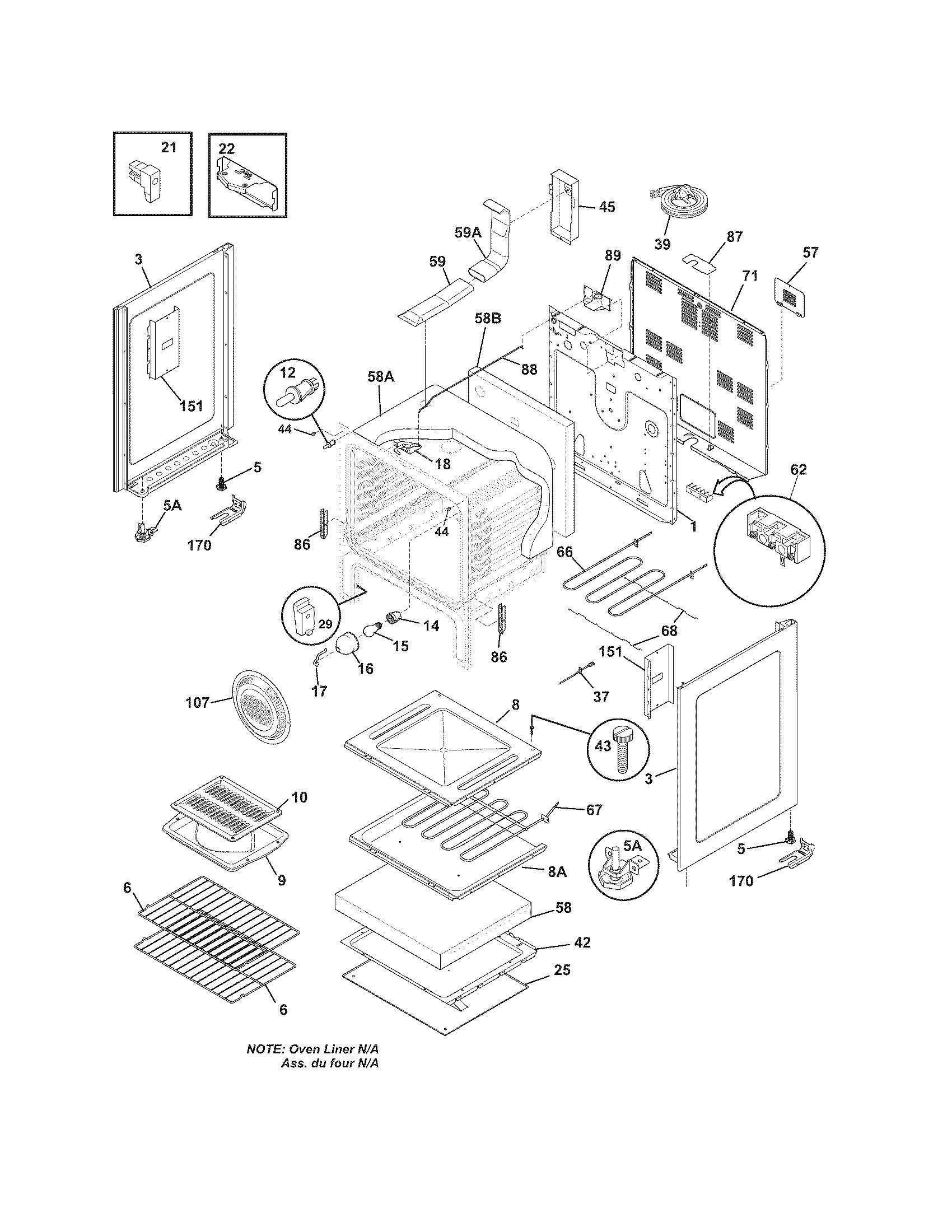 Frigidaire CGEF3030PWA body diagram