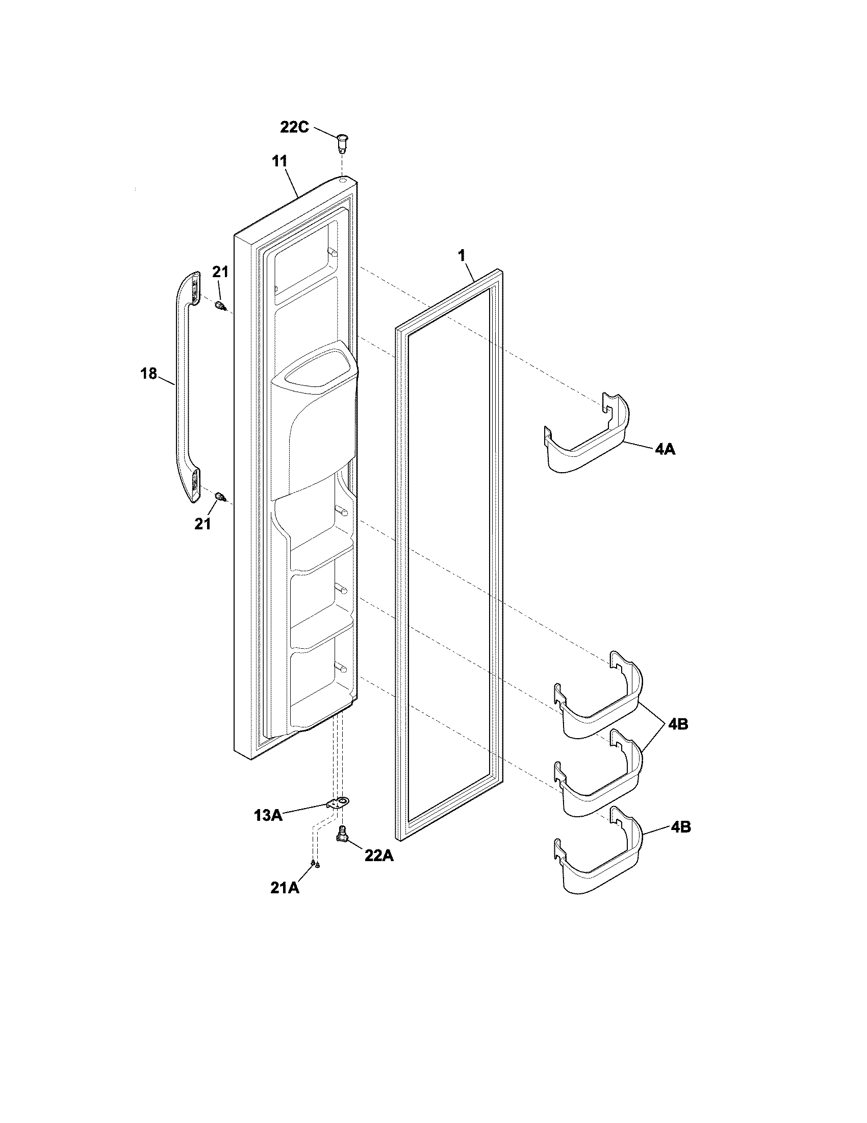 Frigidaire FFHS2611LBK freezer door diagram