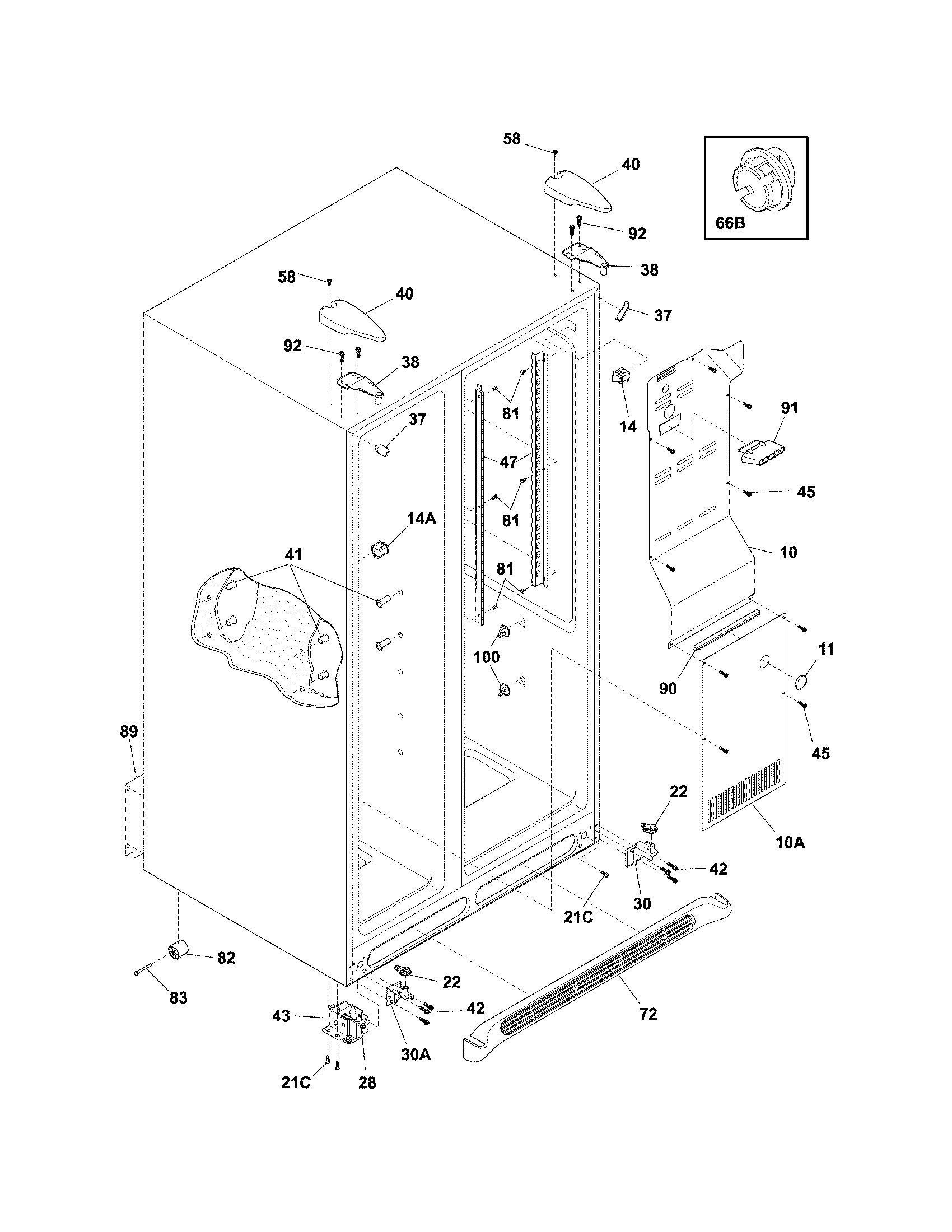Frigidaire FFHS2611LBK cabinet diagram