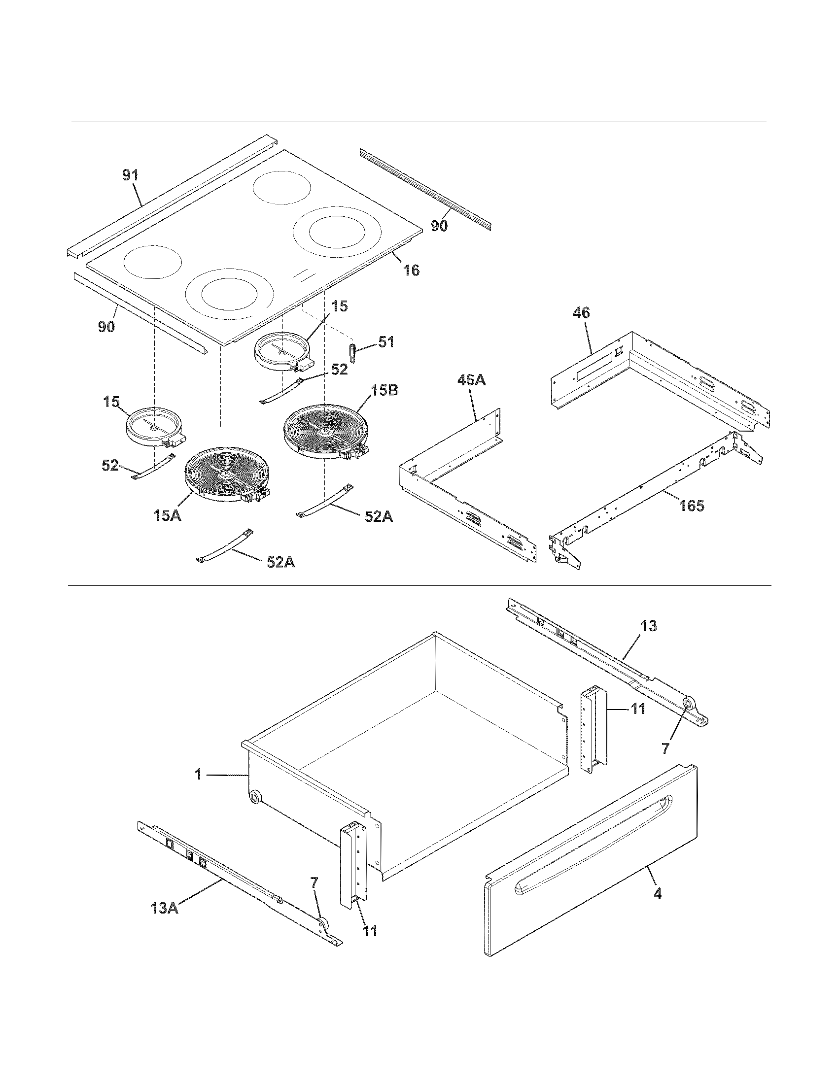 Kenmore 79042531310 top/drawer diagram