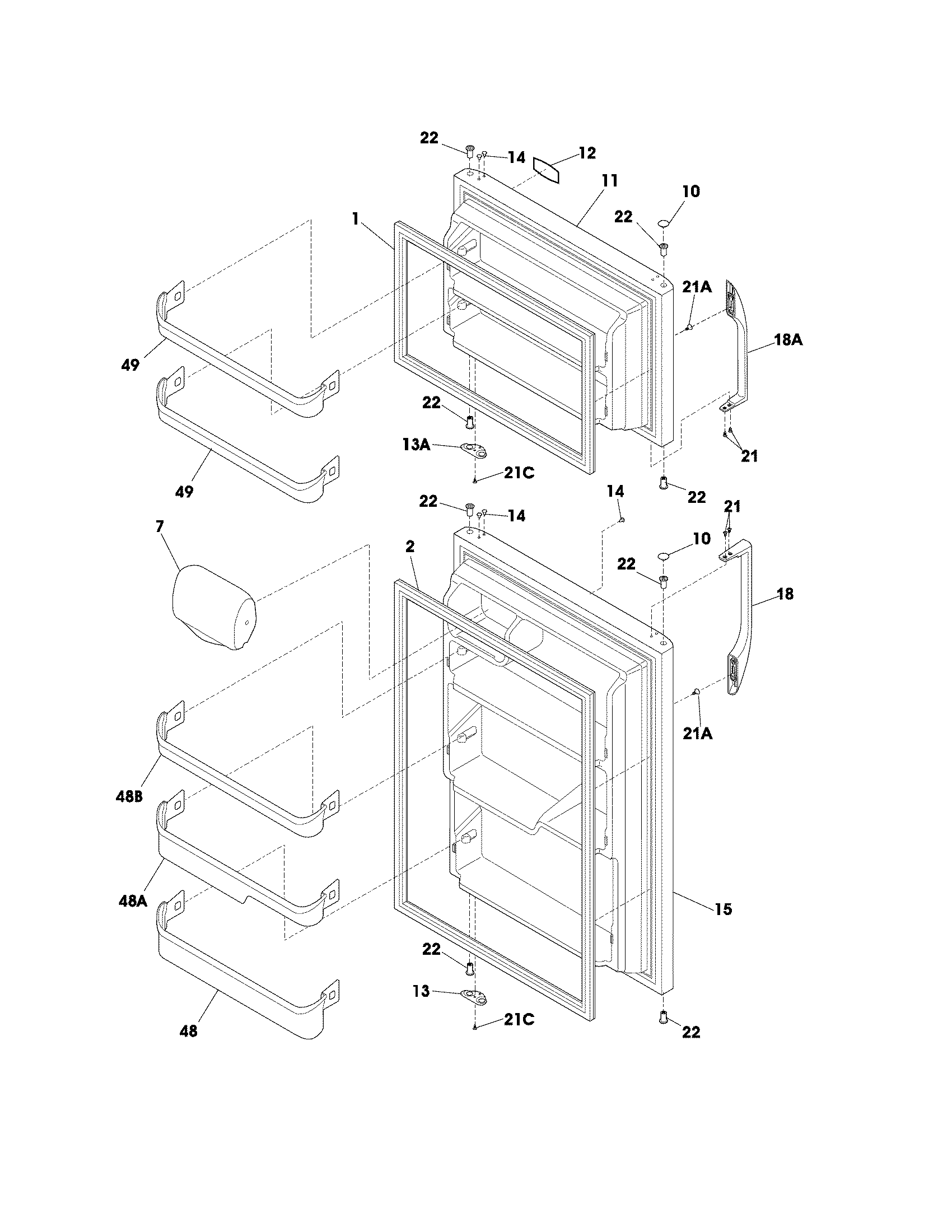 Frigidaire FFHT1817LWA door diagram