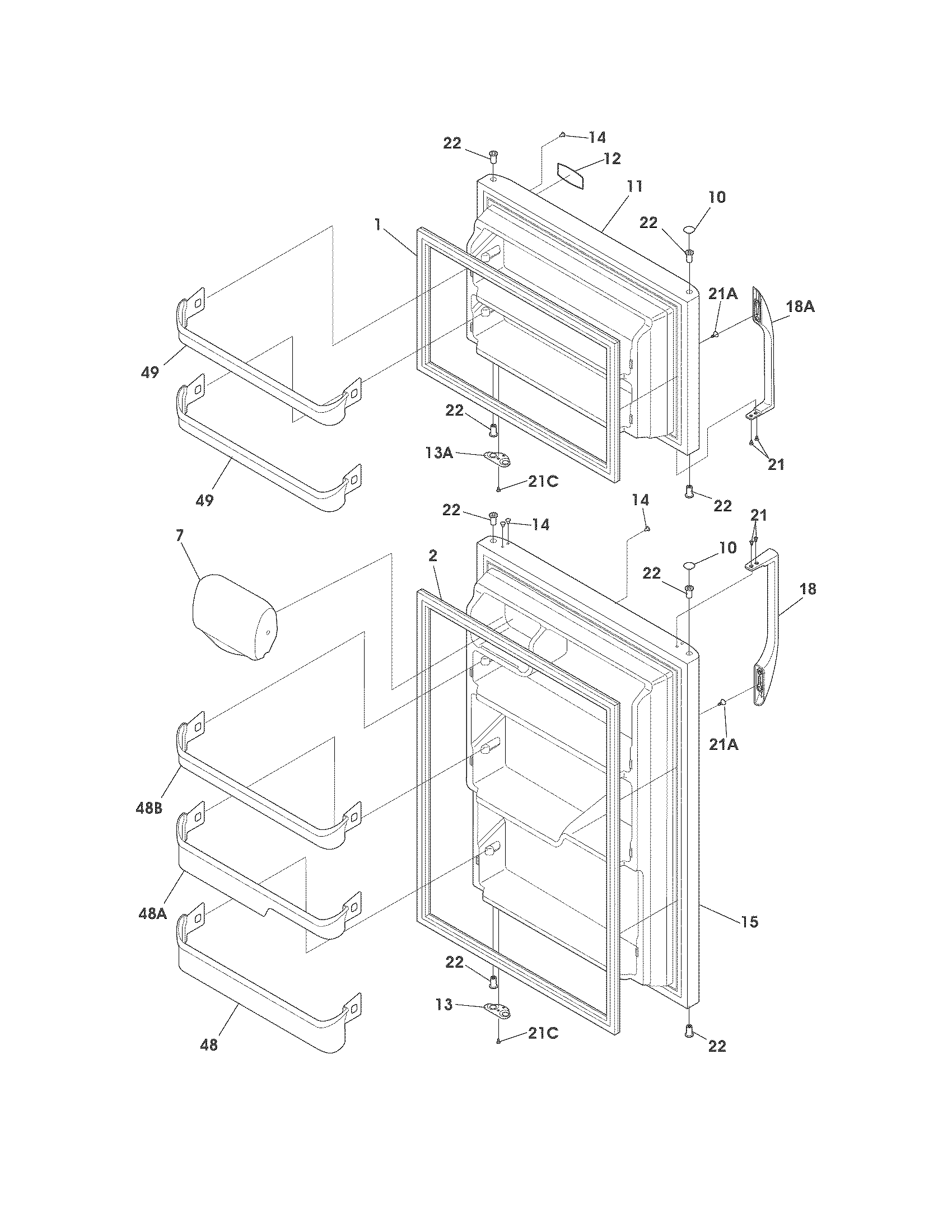 Frigidaire FFHT1826LWB door diagram