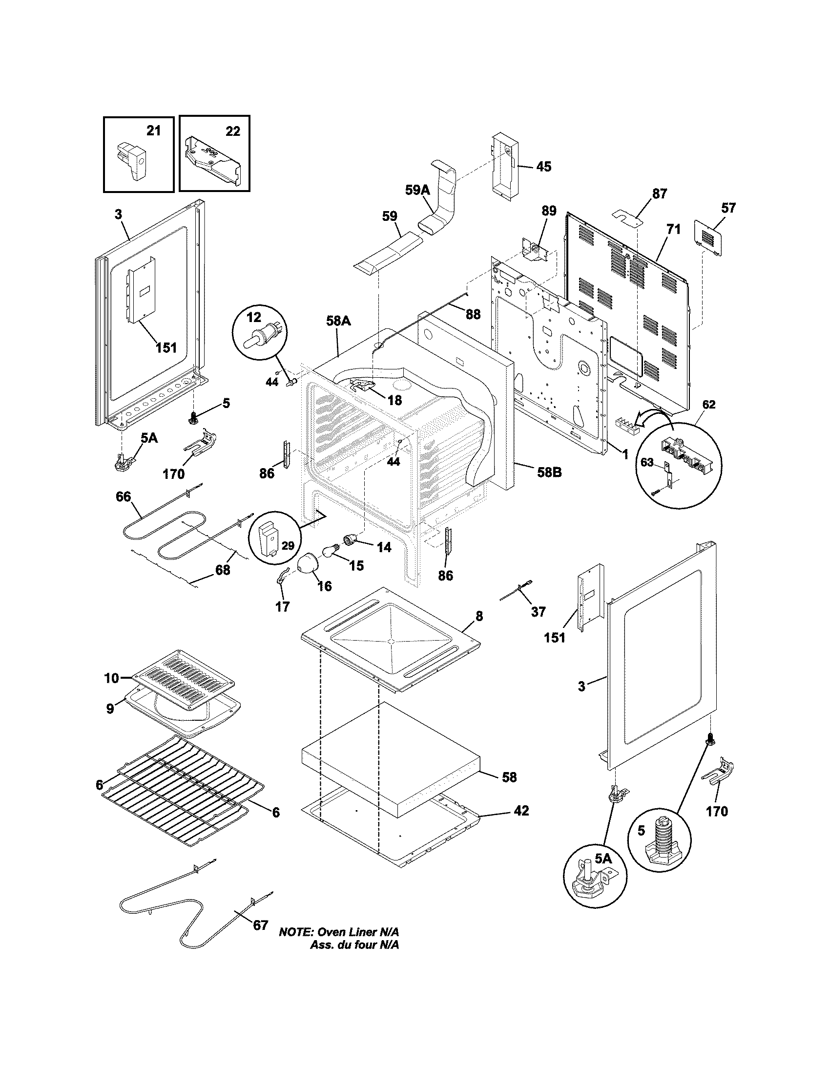 Frigidaire FFEF3017ZWE body diagram