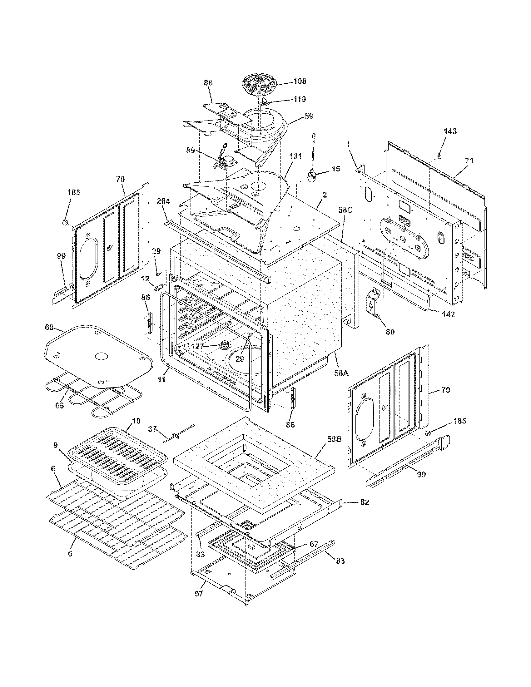 Frigidaire FFET3025PSC upper oven diagram